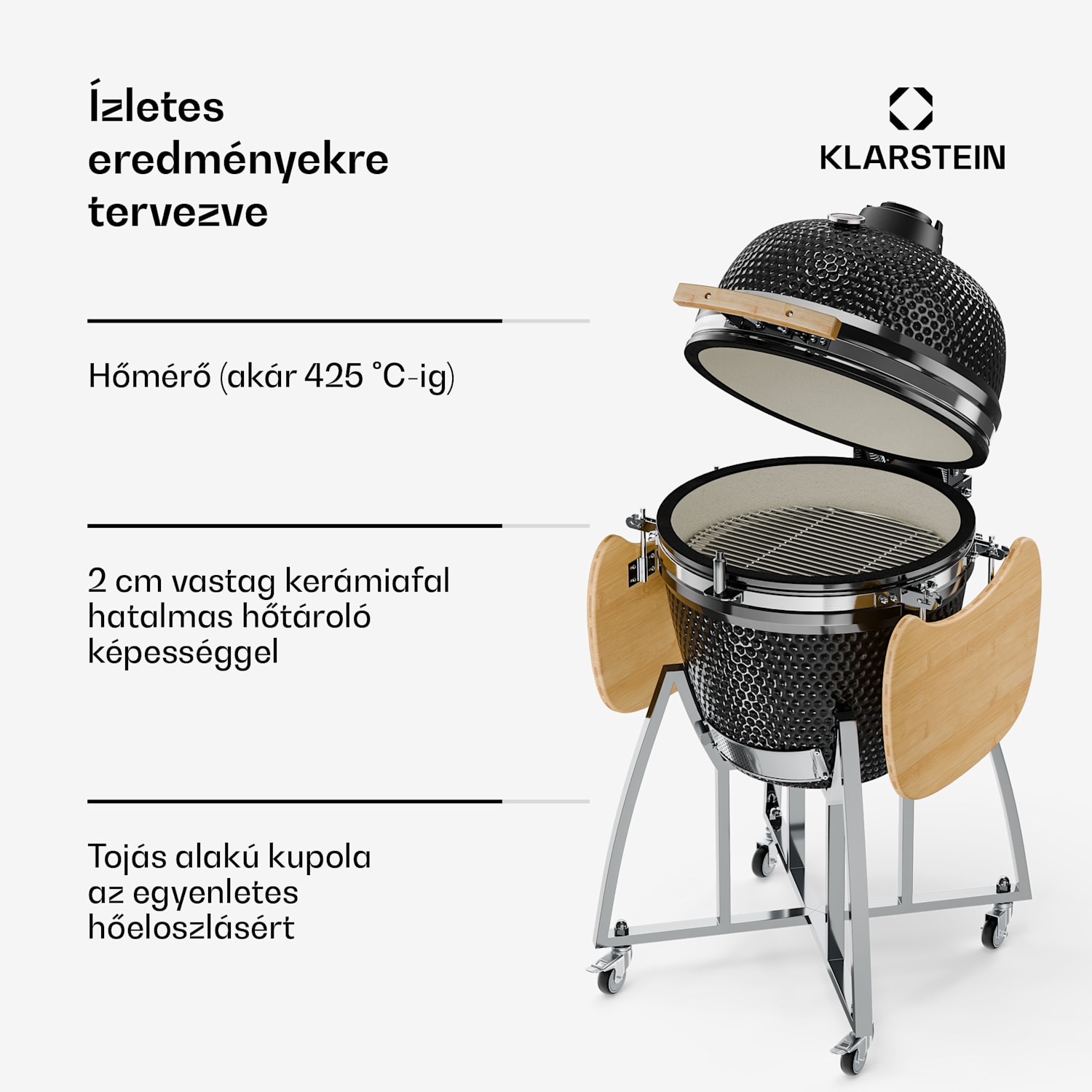 KIngsize, kamado grills, kerámia, 21", füstölés, lassú sütés, rozsdamentes acél 