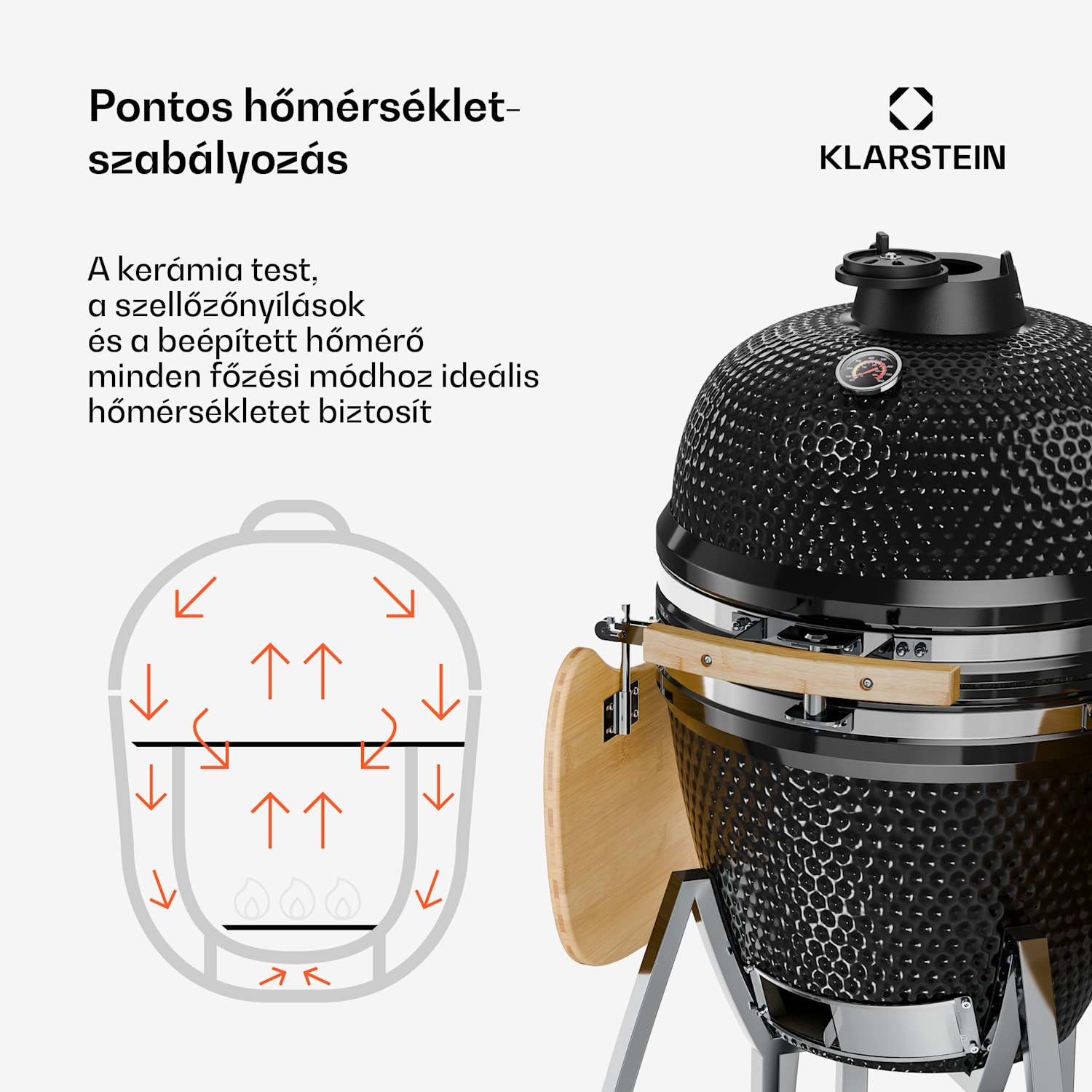 KIngsize, kamado grills, kerámia, 21", füstölés, lassú sütés, rozsdamentes acél 