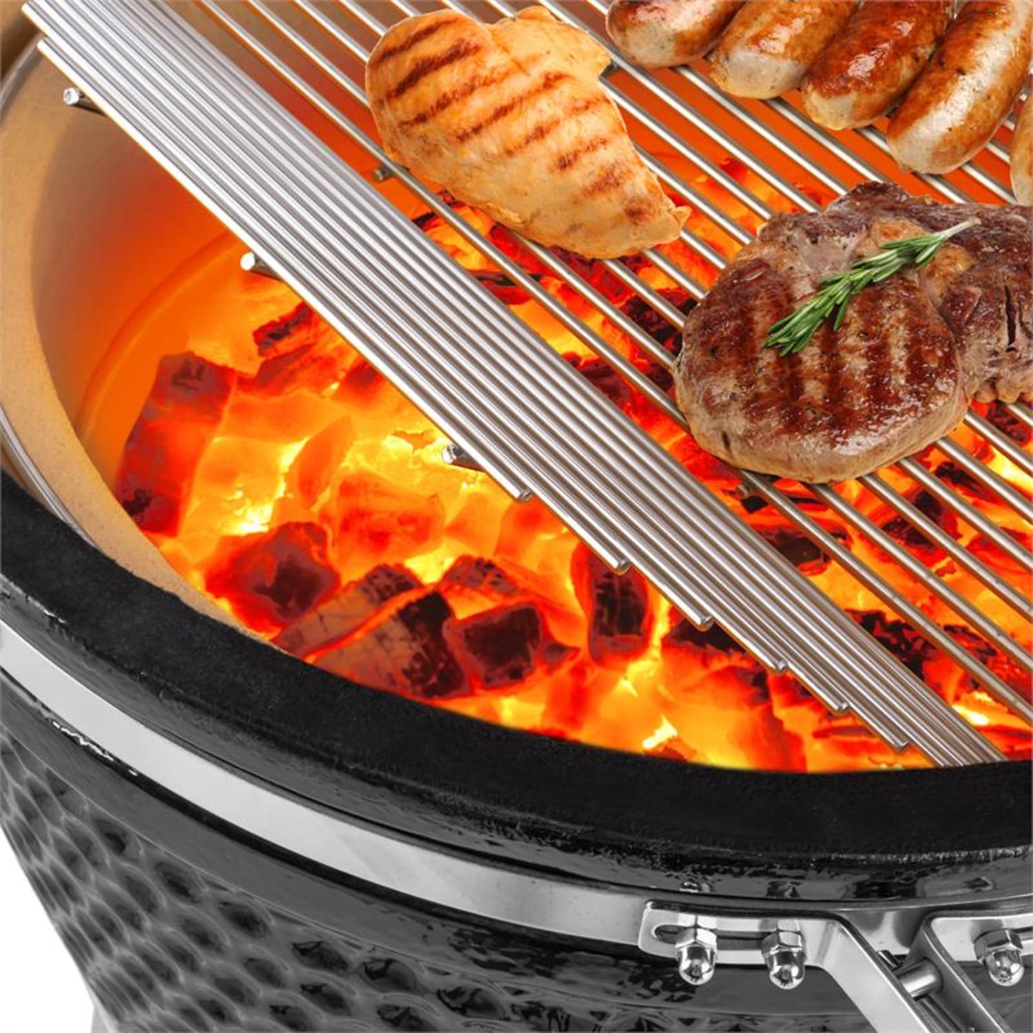 Kingsize Kamado Grill  Céramique 21" Smoker Slowcooking Inox 