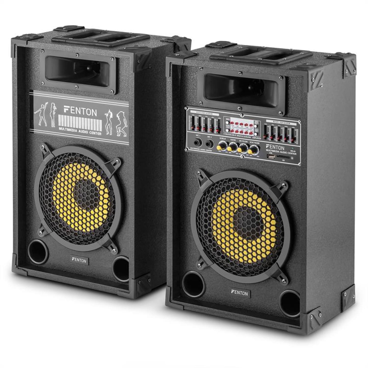 Fenton / SkyTec SPA800Y Paire d'enceintes de sono 20 cm (8") 600W max. USB SD MP 