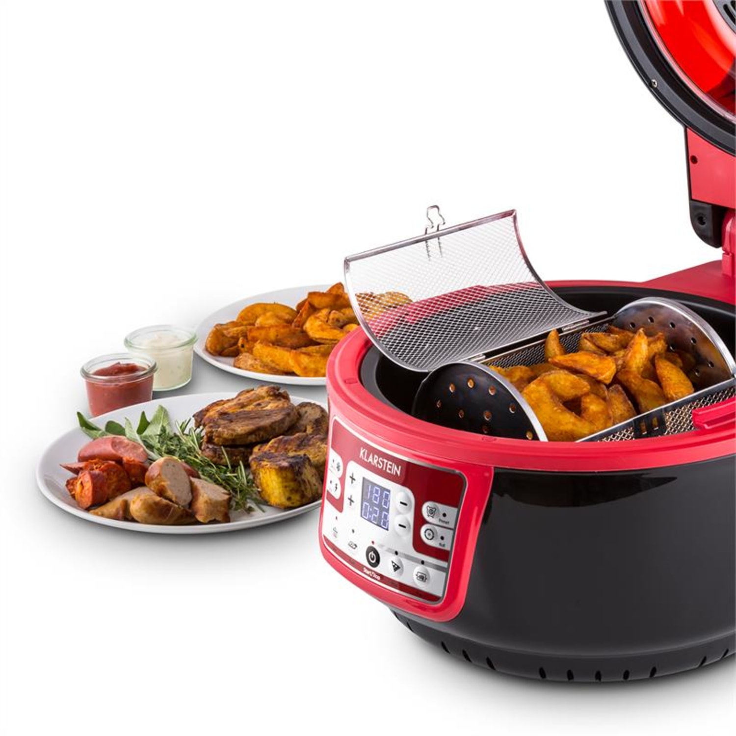 VitAir Turbo Heißluftfritteuse rosu-negru 9l 1400W Grill copt Roșu