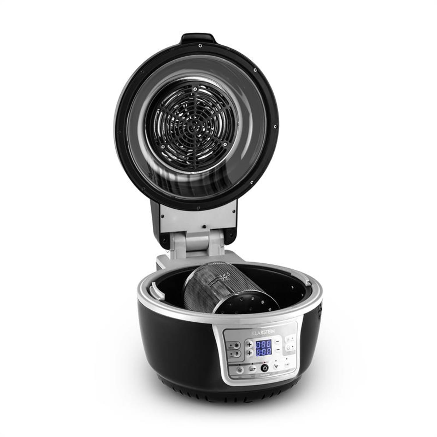 VitAir Turbo hetelucht friteuse grijs-zwart 1400w grillen bakken 9l Zwart