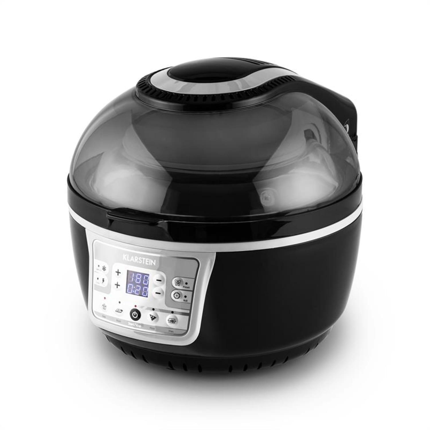 VitAir Turbo hetelucht friteuse grijs-zwart 1400w grillen bakken 9l Zwart