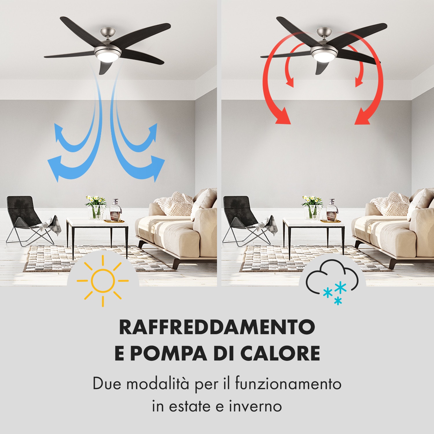 Bolero Ventilatore a Soffitto 2in1 134cm Luce 55W Pale in Noce Telecomando 134 cm (stanze 13–25 m²) | Telecomando | Noce