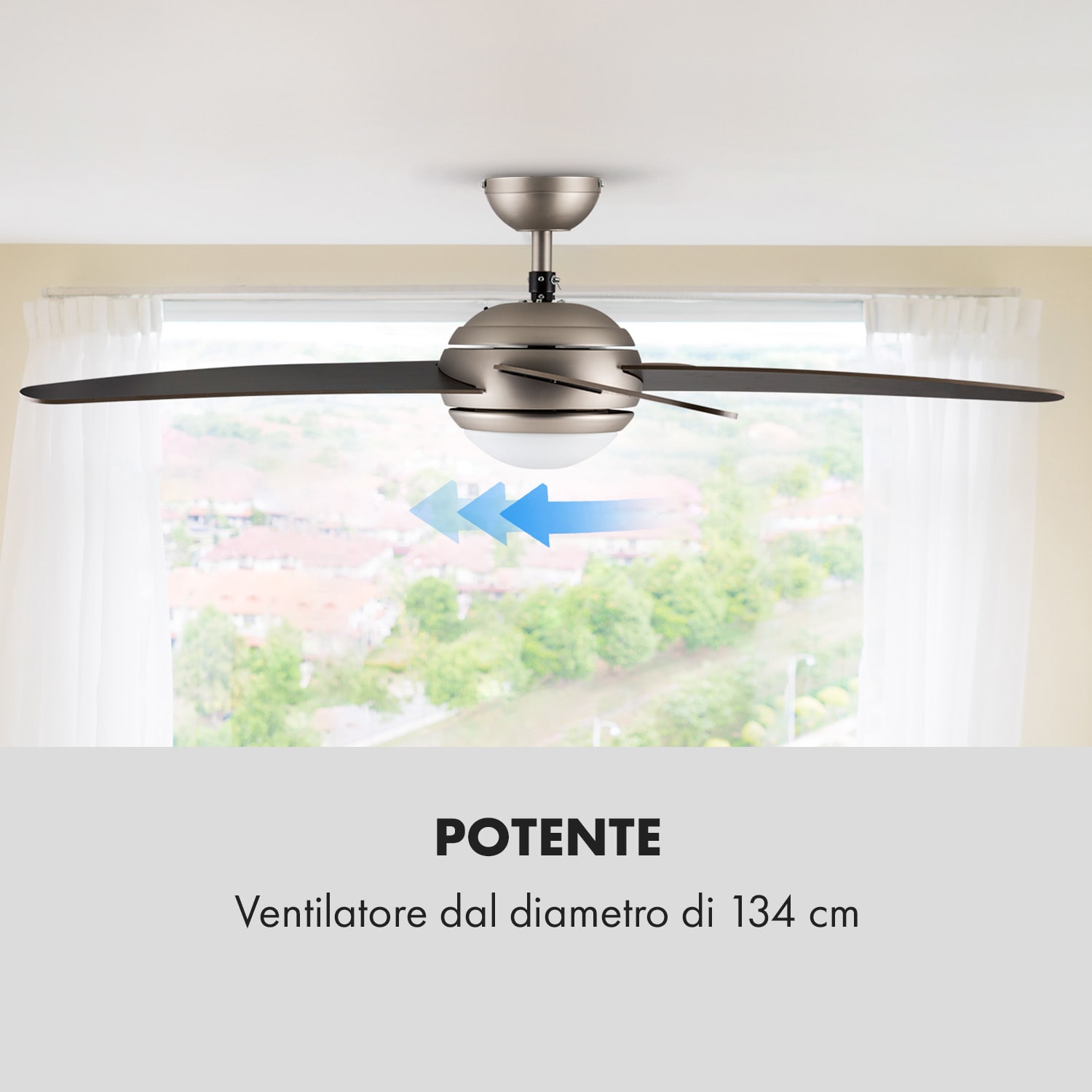 Bolero Ventilatore a Soffitto 2in1 134cm Luce 55W Pale in Noce Telecomando 134 cm (stanze 13–25 m²) | Telecomando | Noce