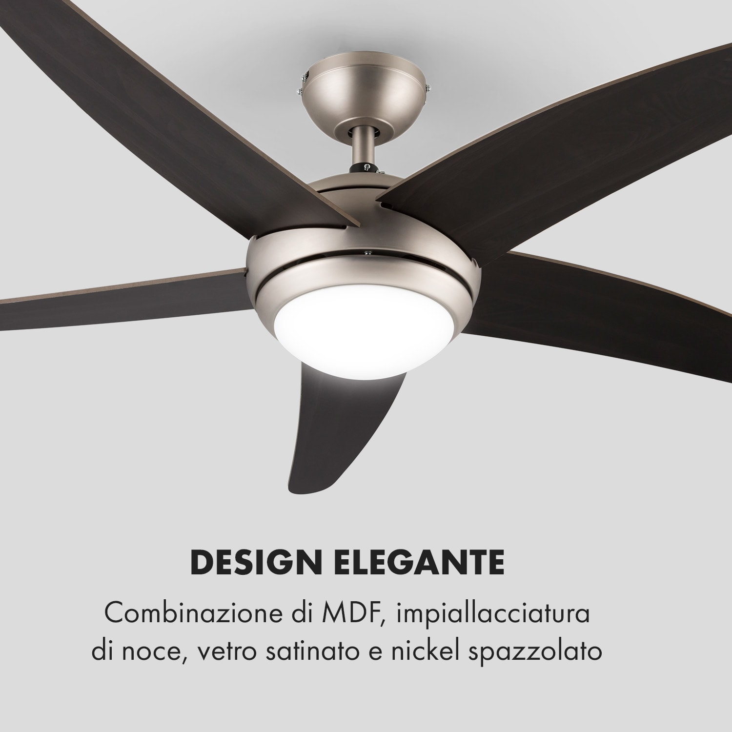 Bolero Ventilatore a Soffitto 2in1 134cm Luce 55W Pale in Noce Telecomando 134 cm (stanze 13–25 m²) | Telecomando | Noce