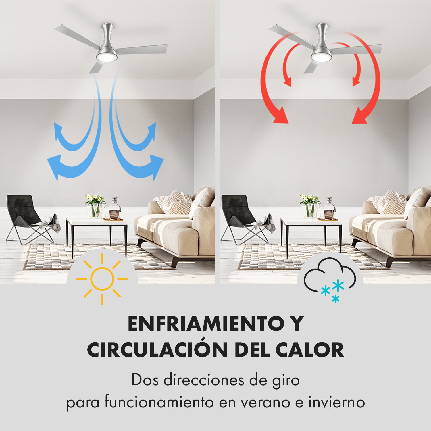 Steeletto Lámpara Ventilador techo 134cm 55W mando distancia aluminio 