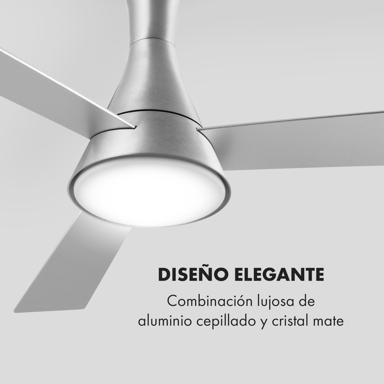 Steeletto Lámpara Ventilador techo 134cm 55W mando distancia aluminio 