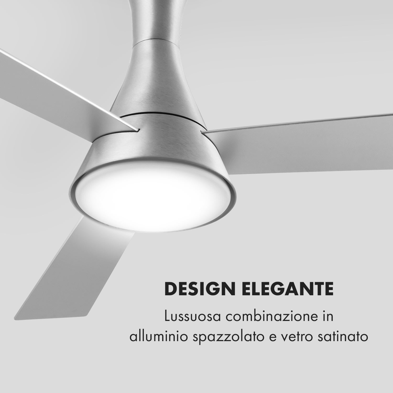Steeletto Ventilatore da Soffitto 134 cm Lampadine 55W Alluminio 