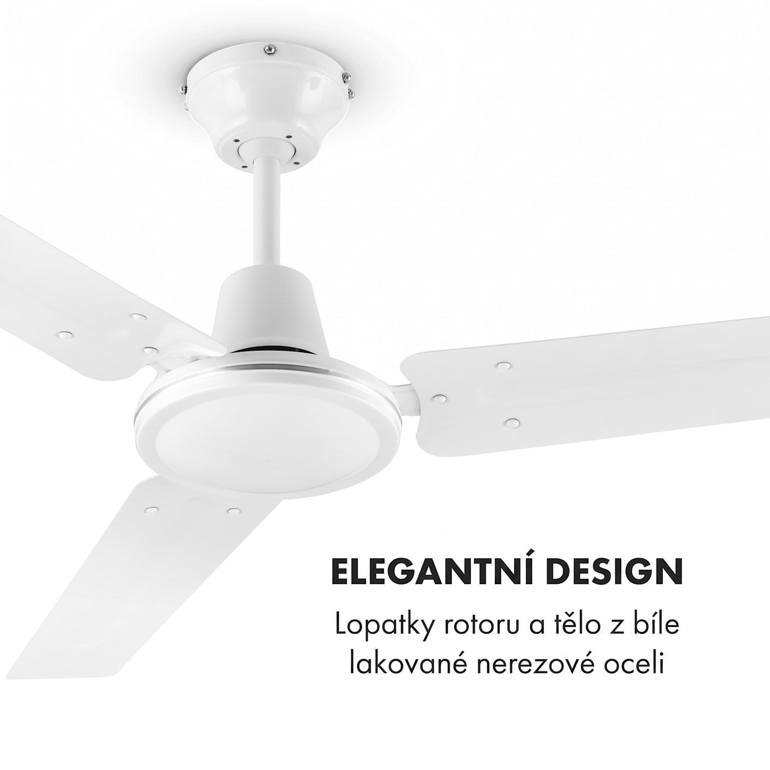 Spin Doctor, bílý, 55 W, stropní ventilátor, 122 cm, 3 ramena, nerezavějící ocel 122 cm (místnosti 13–25 m²) | Nástěnné ovládání | Bílá