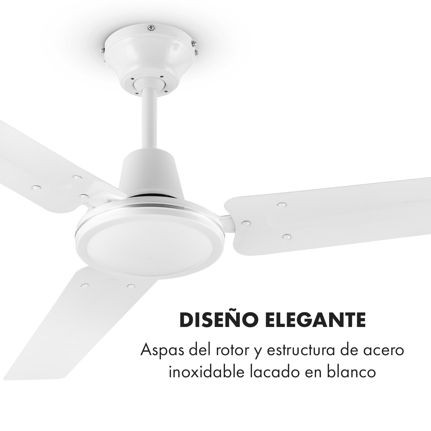 Spin Doctor Ventilador de techo de 122cm 55W 3 aspas Acero inoxidable Blanco 122 cm (habitaciones de 13 a 25 m²) | Control de pared | Blanco