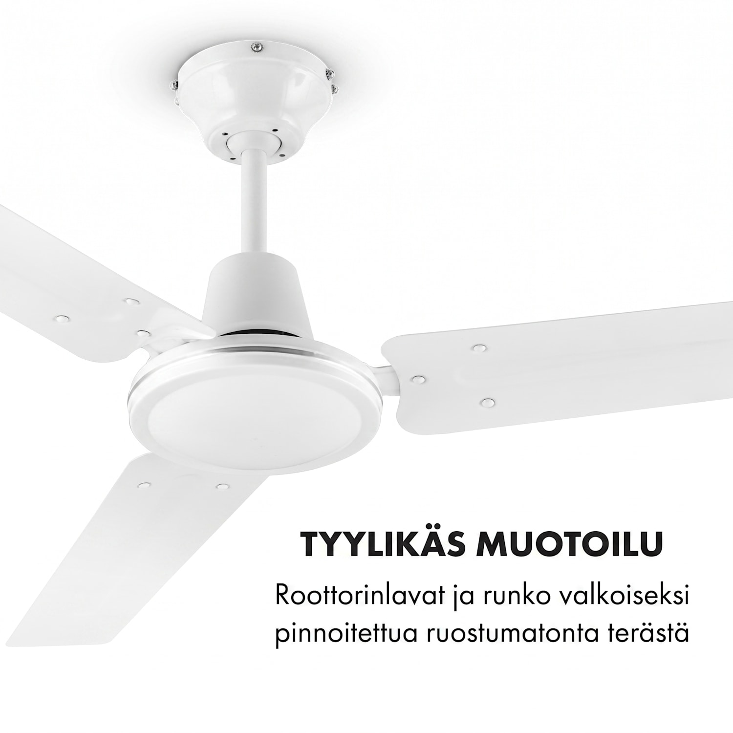 Spin Doctor -kattotuuletin 122 cm 55 W 3 lapaa ruostumaton teräs valkoinen 122 cm (huoneet 13-25 m²) | Seinän ohjaus | Valkoinen