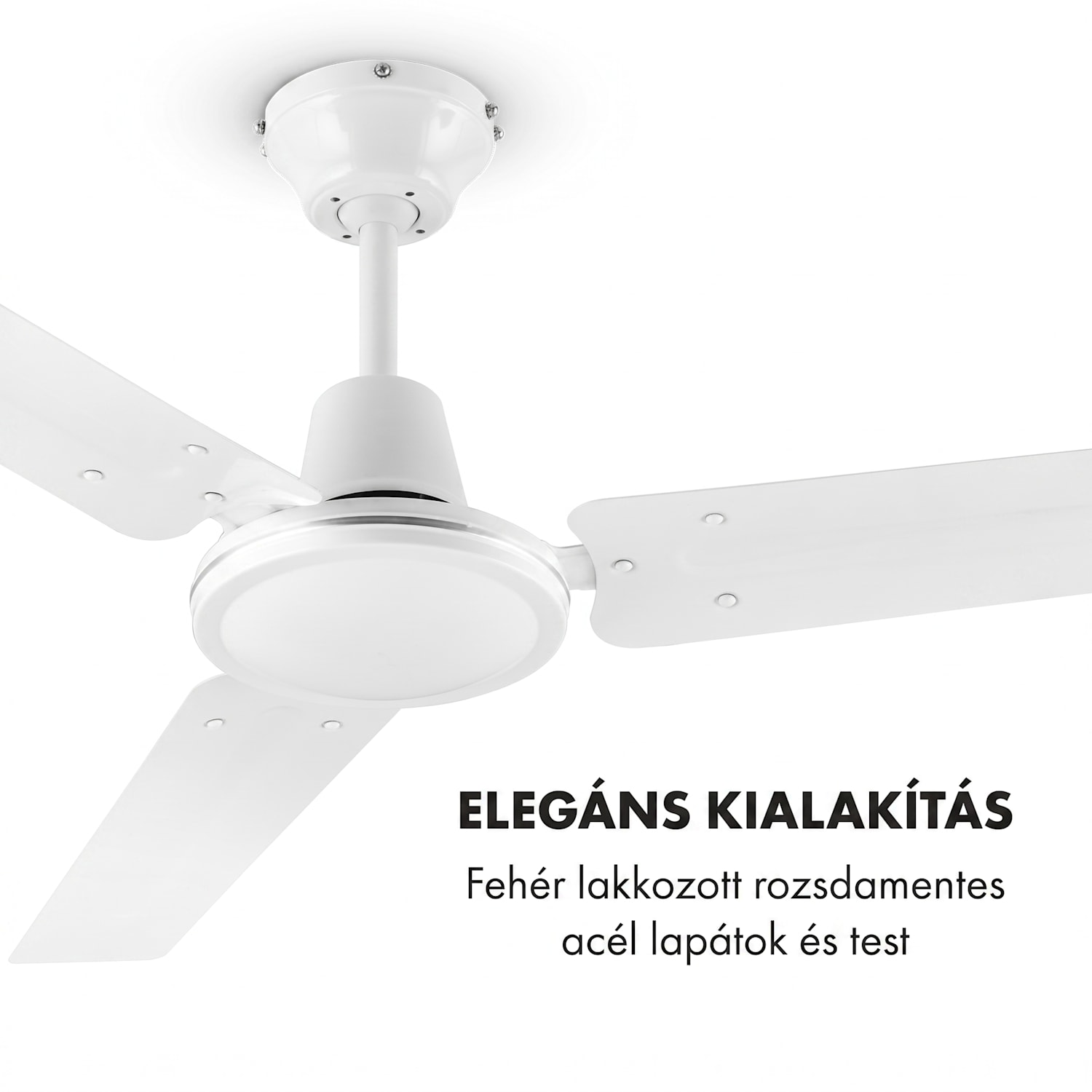 Spin Doctor, fehér, 55W, mennyezeti ventilátor, 122cm, 3 kar, rozsdamentes acél 122 cm (13-25 m²-es szobák) | Falvezérlés | Fehér