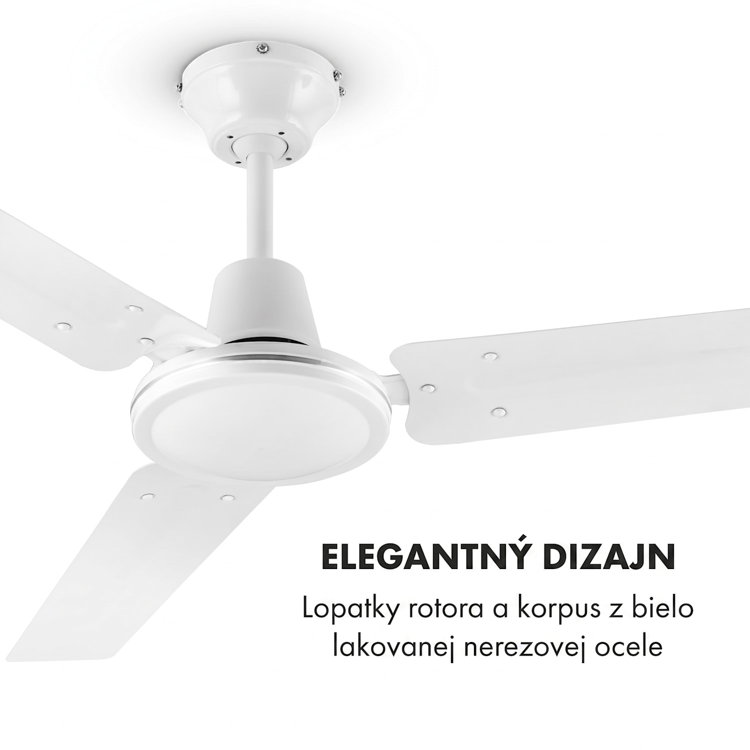 Spin Doctor, stropný ventilátor, 55 W, 122 cm, 3 ramená, nehrdzavejúca oceľ, biely 122 cm (izby 13–25 m²) | Nástenné ovládanie | Biela