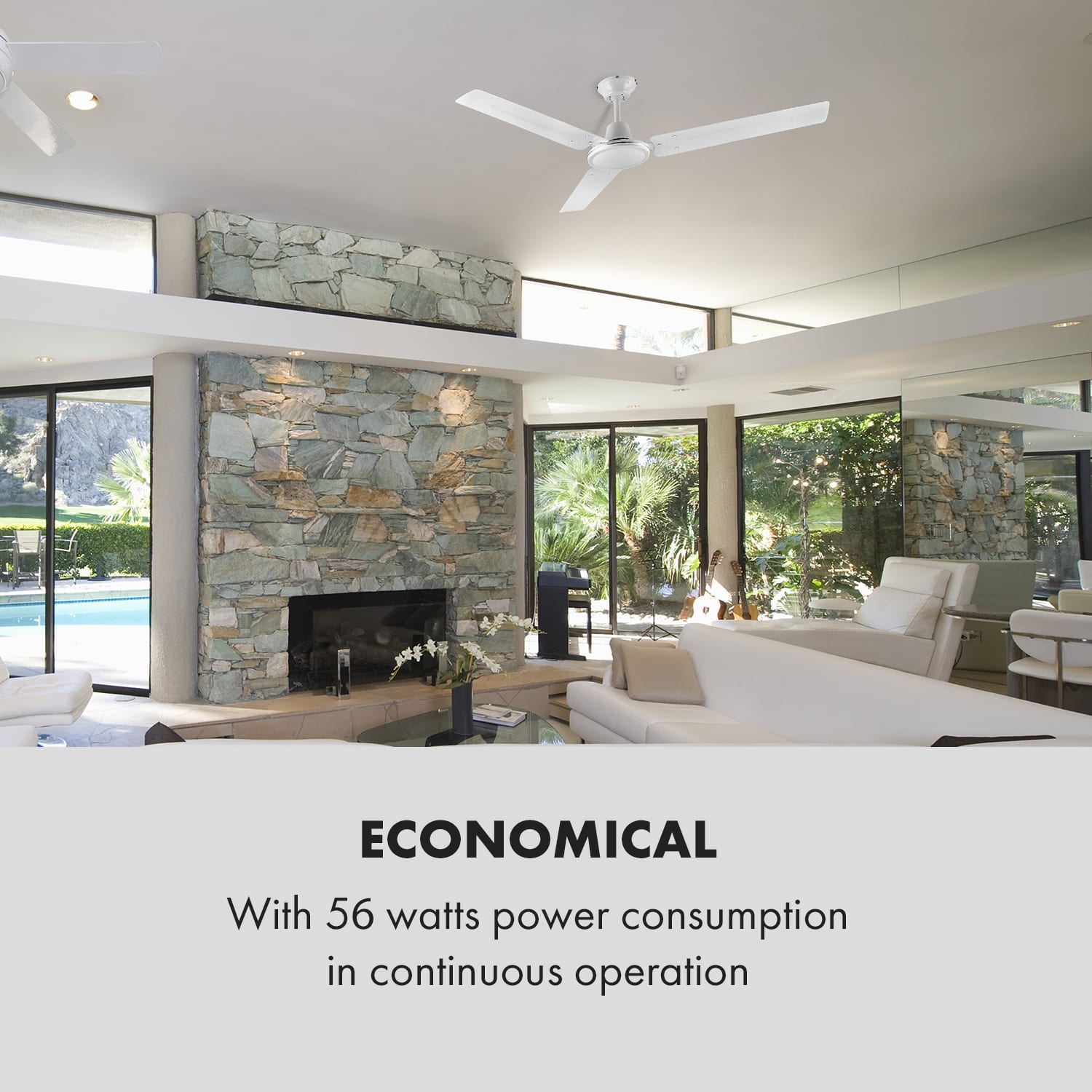 Spin Doctor, bijeli, 55W, stropni ventilator, 122 cm, 3 krila, od nehrđajućeg čelika Bijela