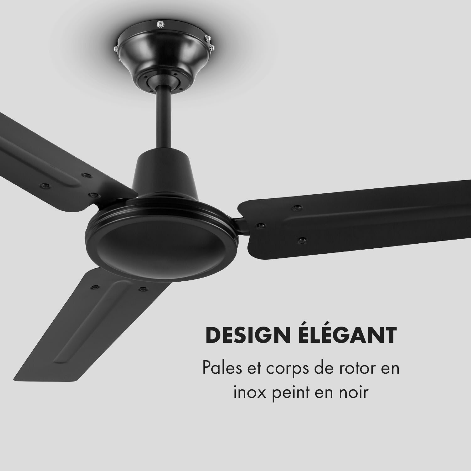 Spin Doctor ventilateur de plafond 122 cm 55 W 3 pales inox - noir 122 cm (pièces de 13 à 25 m²) | Contrôle mural | Noir
