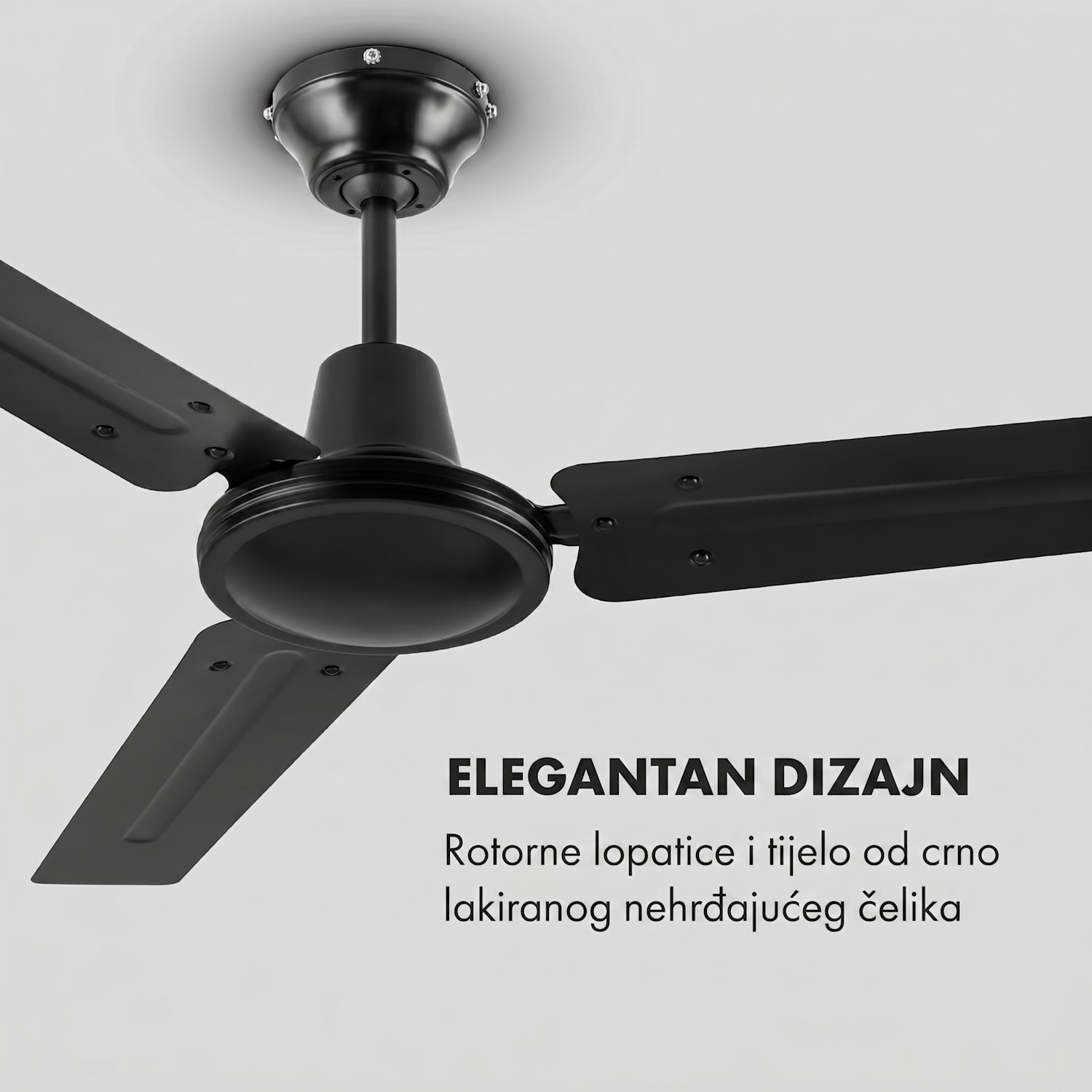 Spin Doctor, crni, 55W, stropni ventilator, 122 cm, 3 krila, od nehrđajućeg čelika 