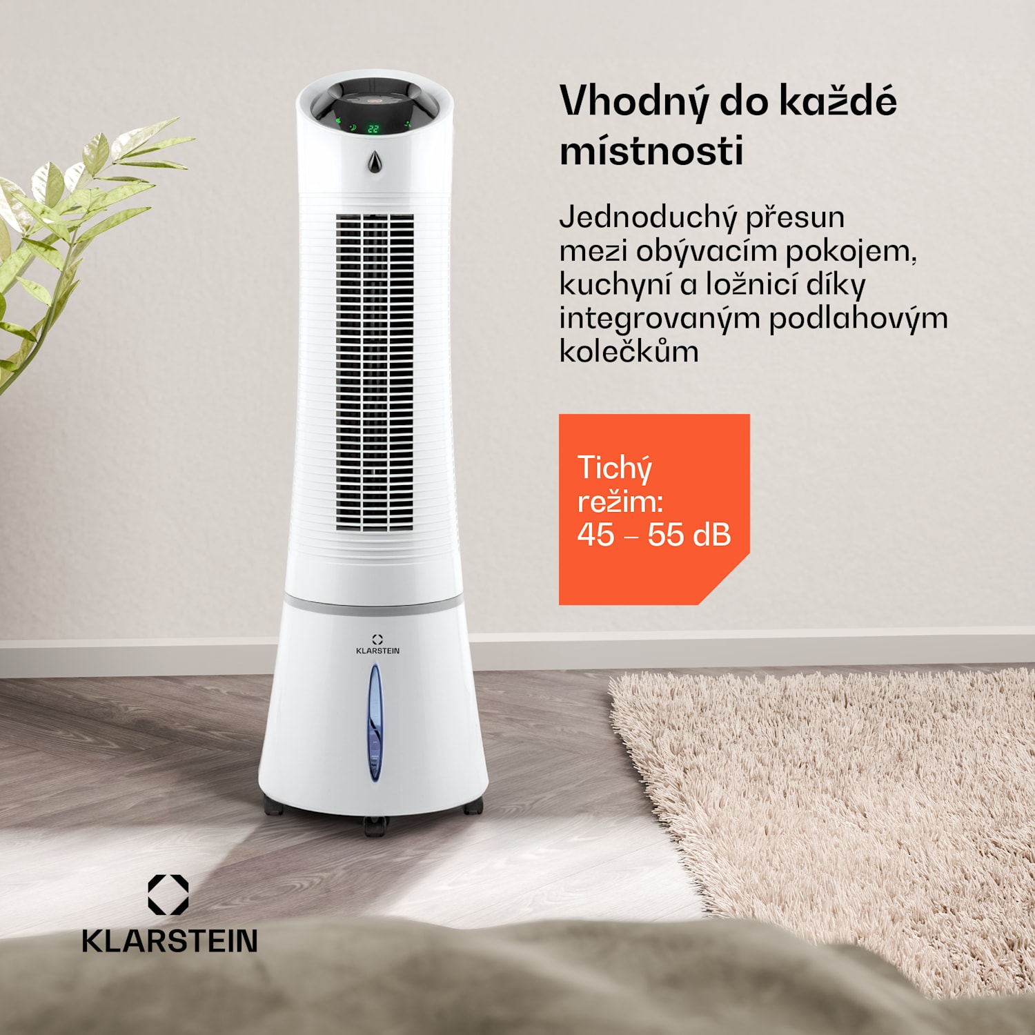 Skyscraper Ice 4 v 1, ventilátor, ochlazovač vzduchu, čistička vzduchu, zvlhčovač vzduchu, 180 m³/h, 45 W, oscilace, mobilní, dálkové ovládání 180 m³/h | Ne | Blanco