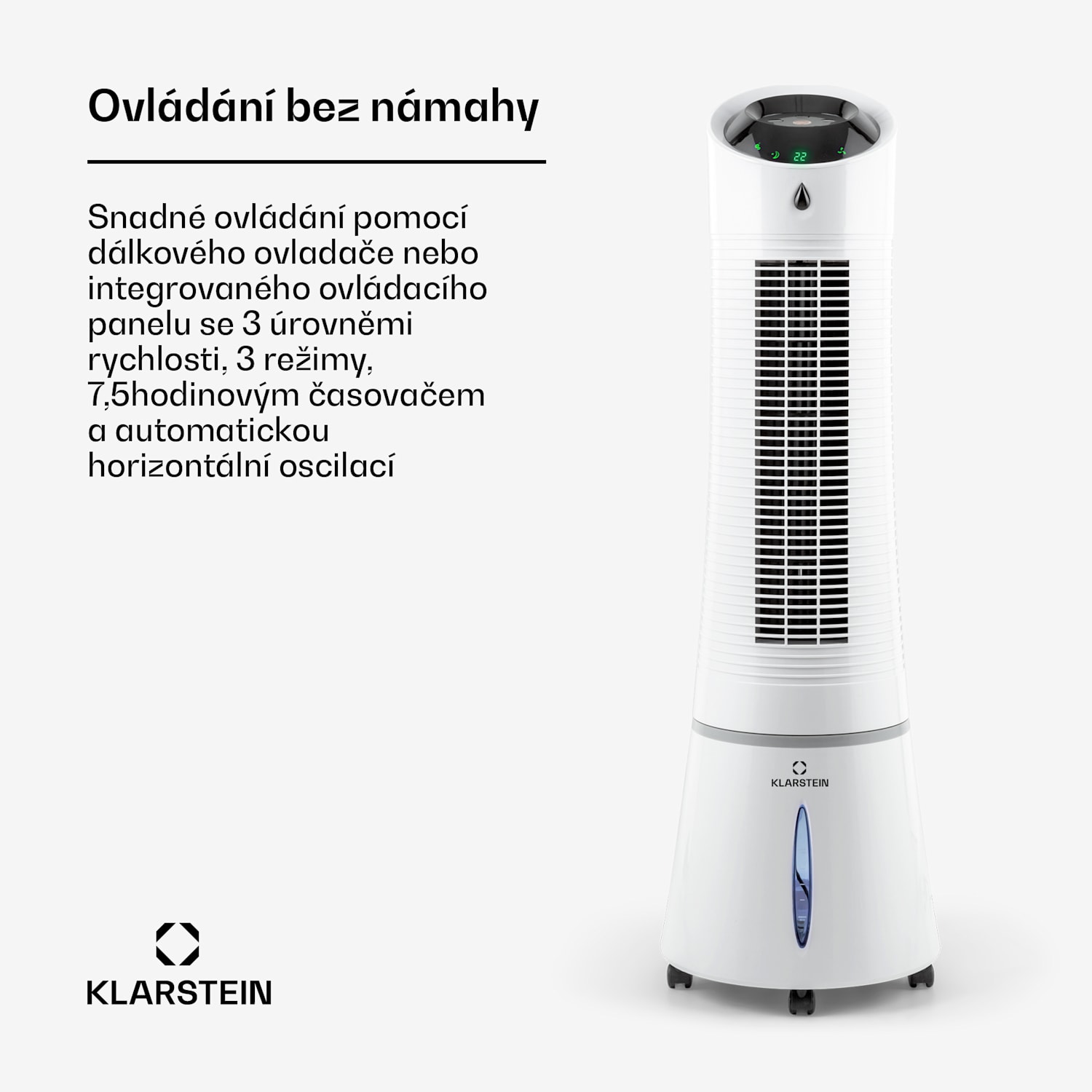 Skyscraper Ice 4 v 1, ventilátor, ochlazovač vzduchu, čistička vzduchu, zvlhčovač vzduchu, 180 m³/h, 45 W, oscilace, mobilní, dálkové ovládání 180 m³/h | Ne | Blanco