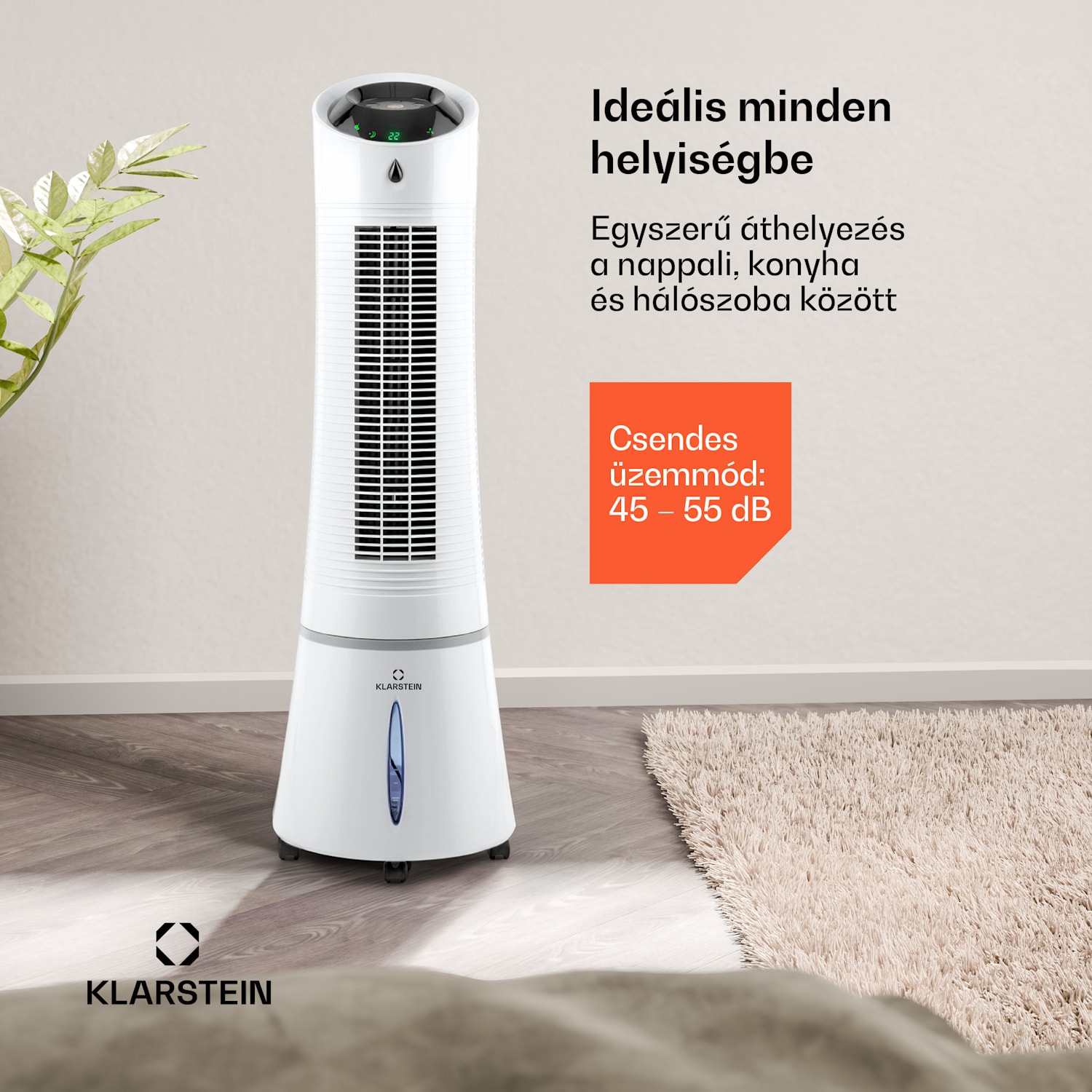Skyscraper Ice 4 az 1-ben, léghűtő, ventilátor, 180 m³/h, 45 W, oszcilláció, mobil távirányítóval 180 m³/h | Nem | Fehér