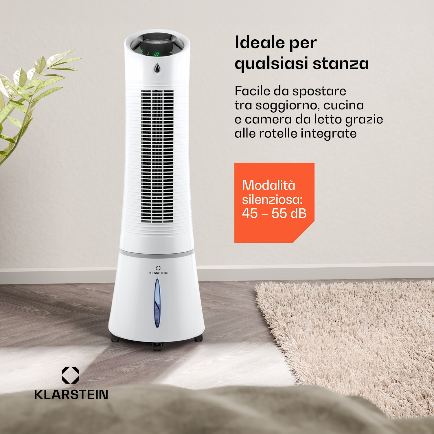 Skyscraper Ice - Ventilatore e raffrescatore evaporativo 4 in 1, 180 m³/h, oscillazione, portatile, telecomando 180 m³/h | Ei | Branco