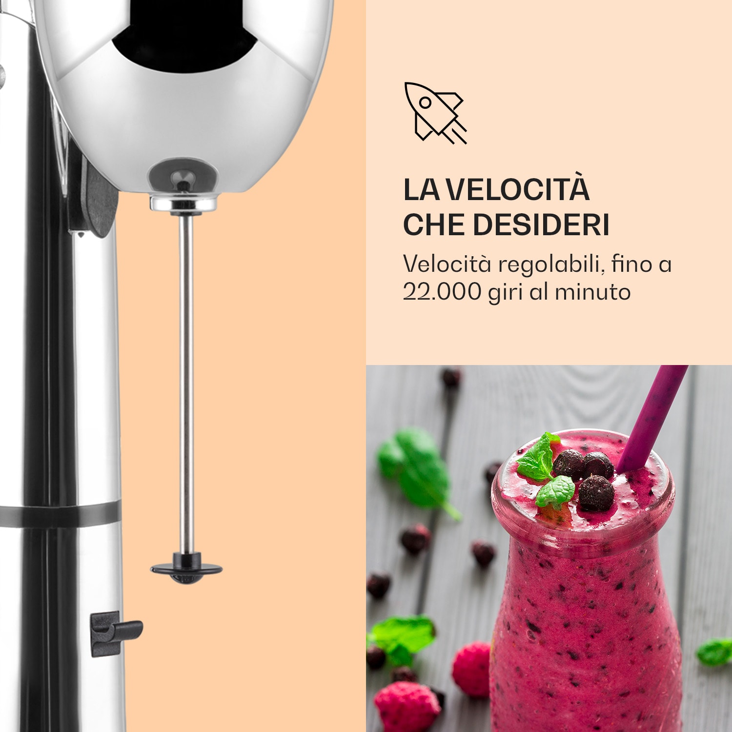 Frullatore Shaker van Damme 100W caraffa in acciaio inossidabile da 450 ml Argento