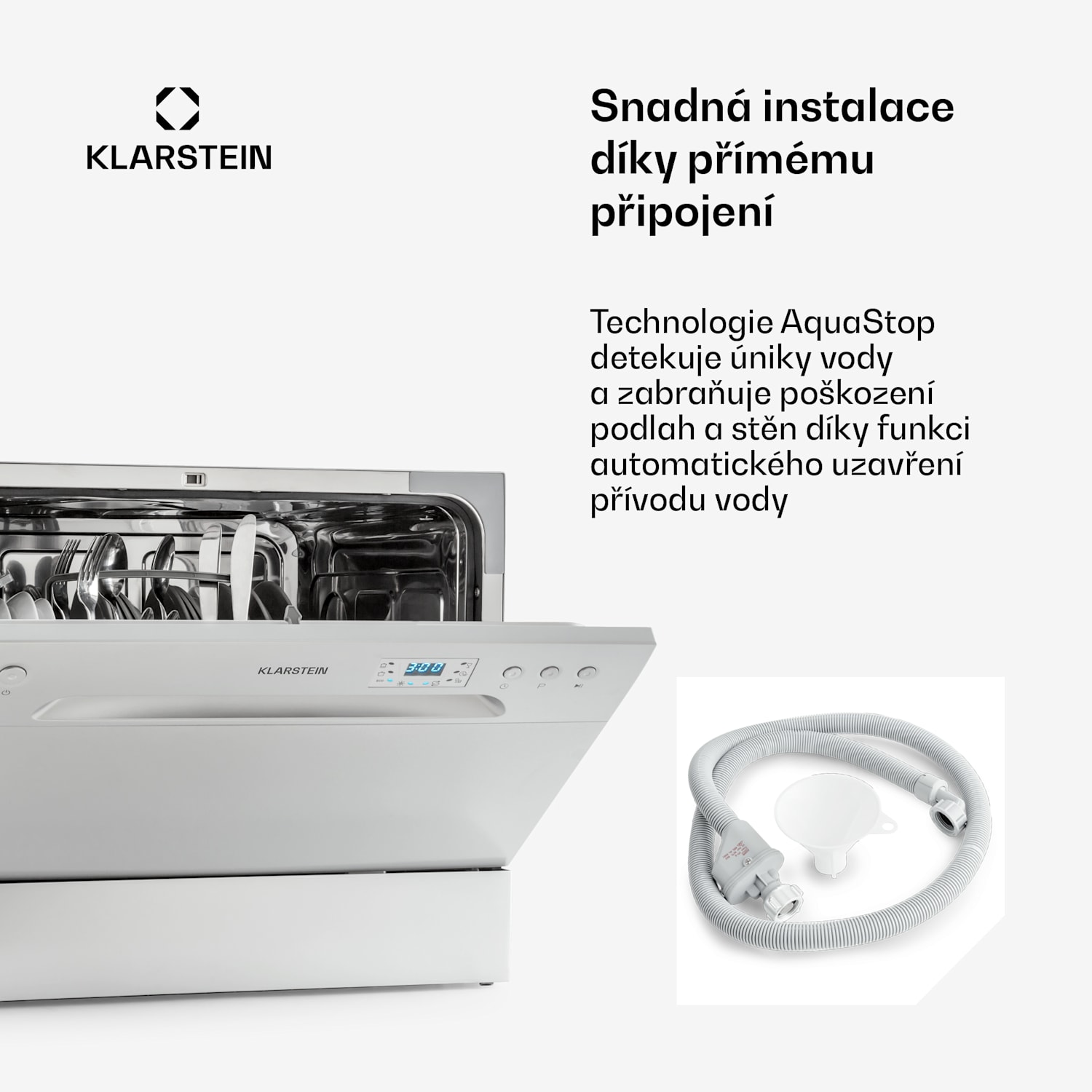 Amazonia 6, myčka nádobí, 1300 W, energetická třída F, 6 sad nádobí, 49 dB, tlačítkové ovládání Stříbrná metalíza