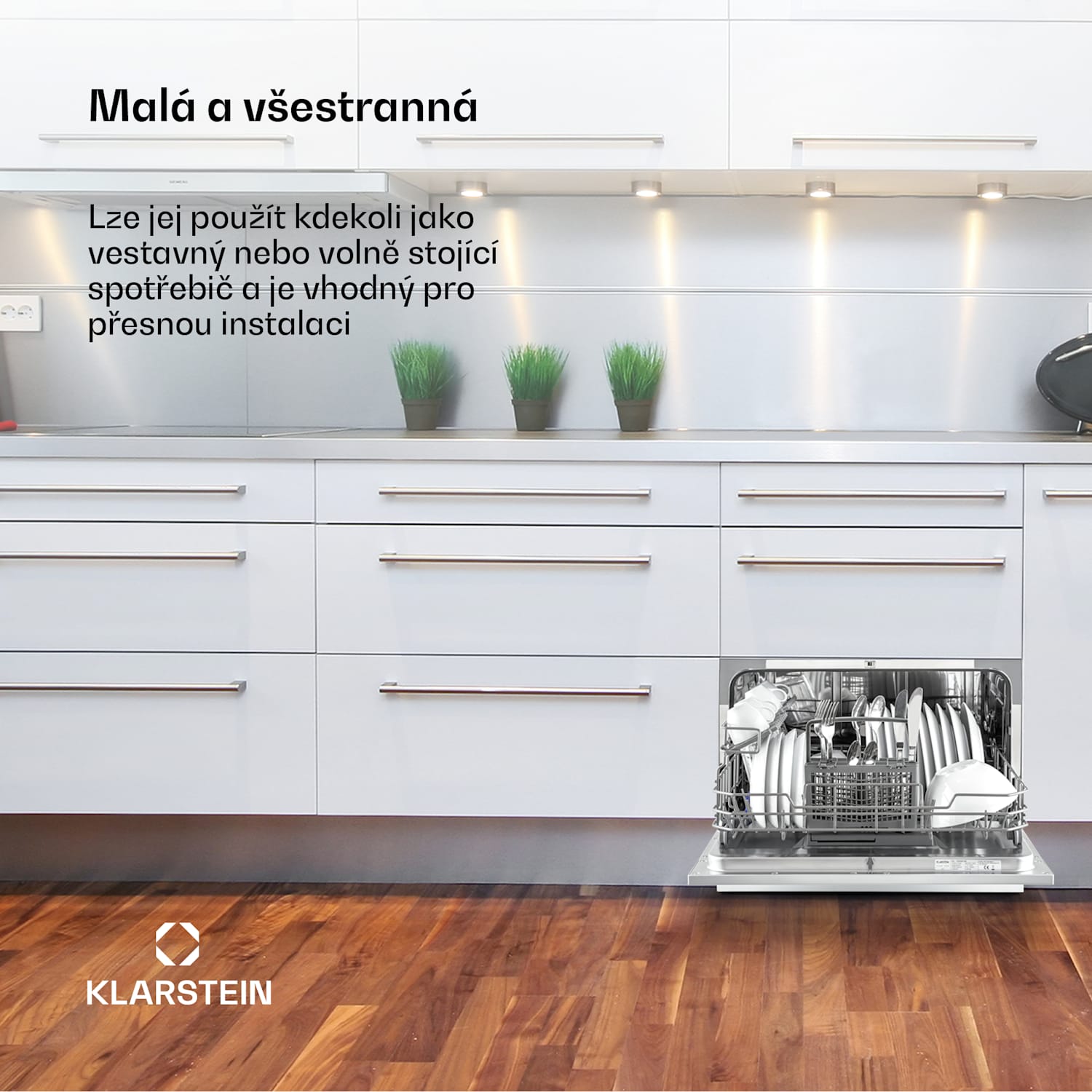 Amazonia 6, myčka nádobí, 1300 W, energetická třída F, 6 sad nádobí, 49 dB, tlačítkové ovládání Stříbrná metalíza