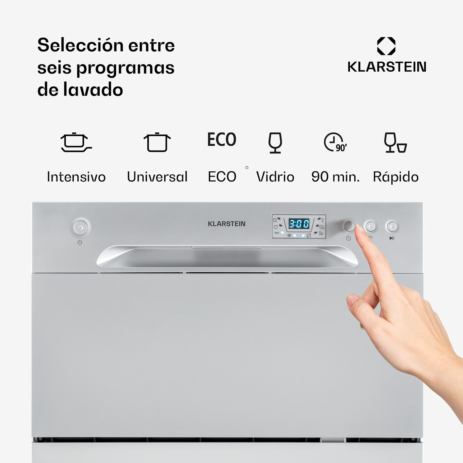 Amazonia 6 Lavavajillas 1380W para 6 juegos de loza con teclas de control Plata Metálica