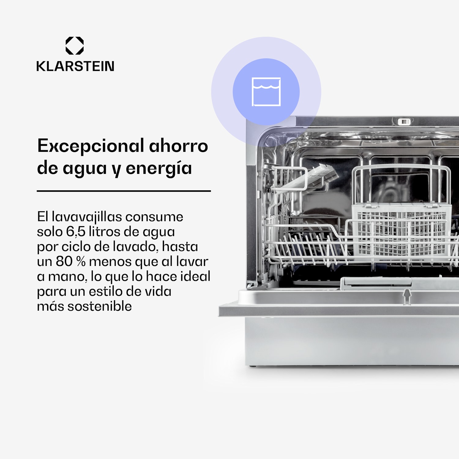 Amazonia 6 Lavavajillas 1380W para 6 juegos de loza con teclas de control Plata Metálica