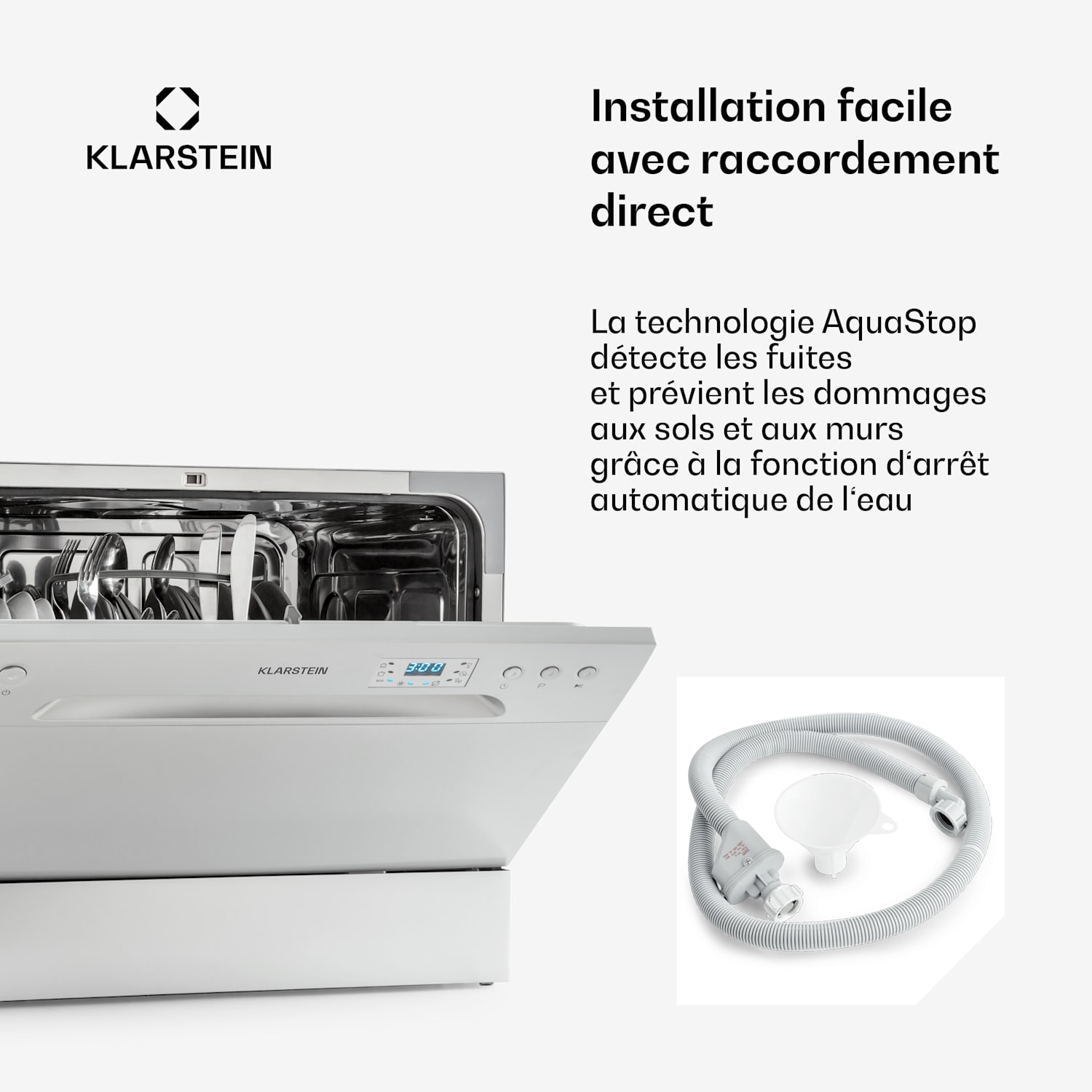 Amazonia 6 Vaatwasser 1380W 6 couverts Druktoetskraan Zilver Metallic