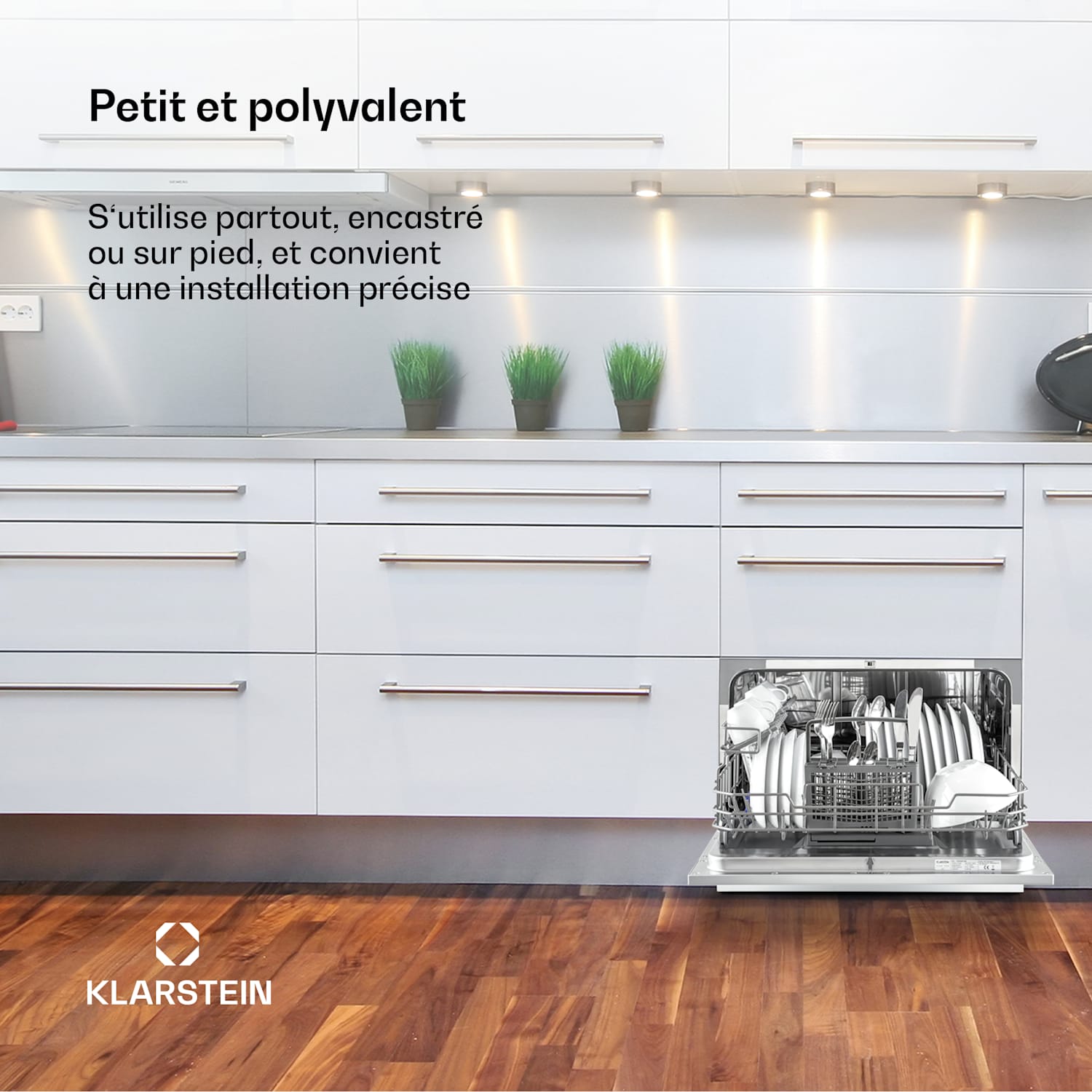 Amazonia 6 Vaatwasser 1380W 6 couverts Druktoetskraan Zilver Metallic