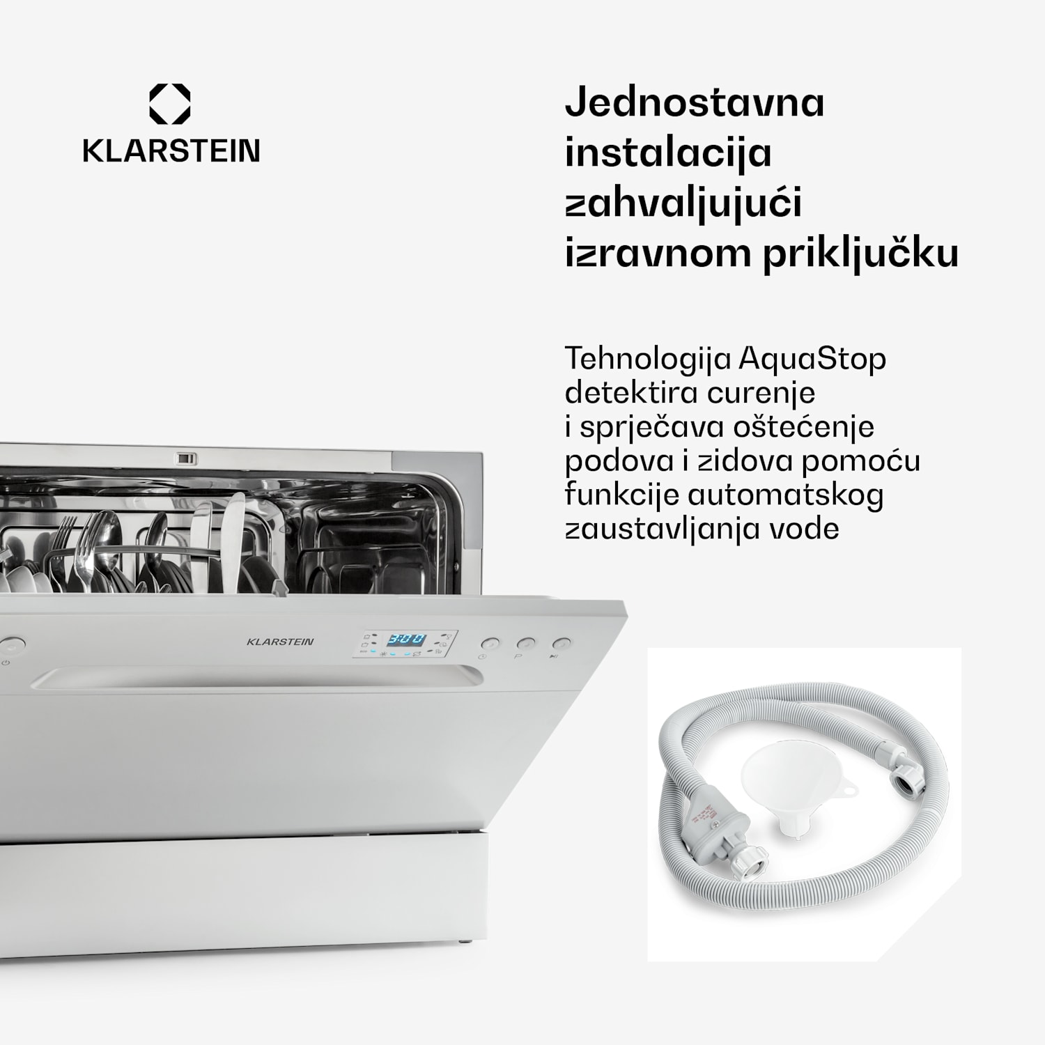 Amazonia 6, perilica posuđa, 1300W, F, 49dB, 6 kompleta posuđa, upravljanje tipkama Srebrna metalik