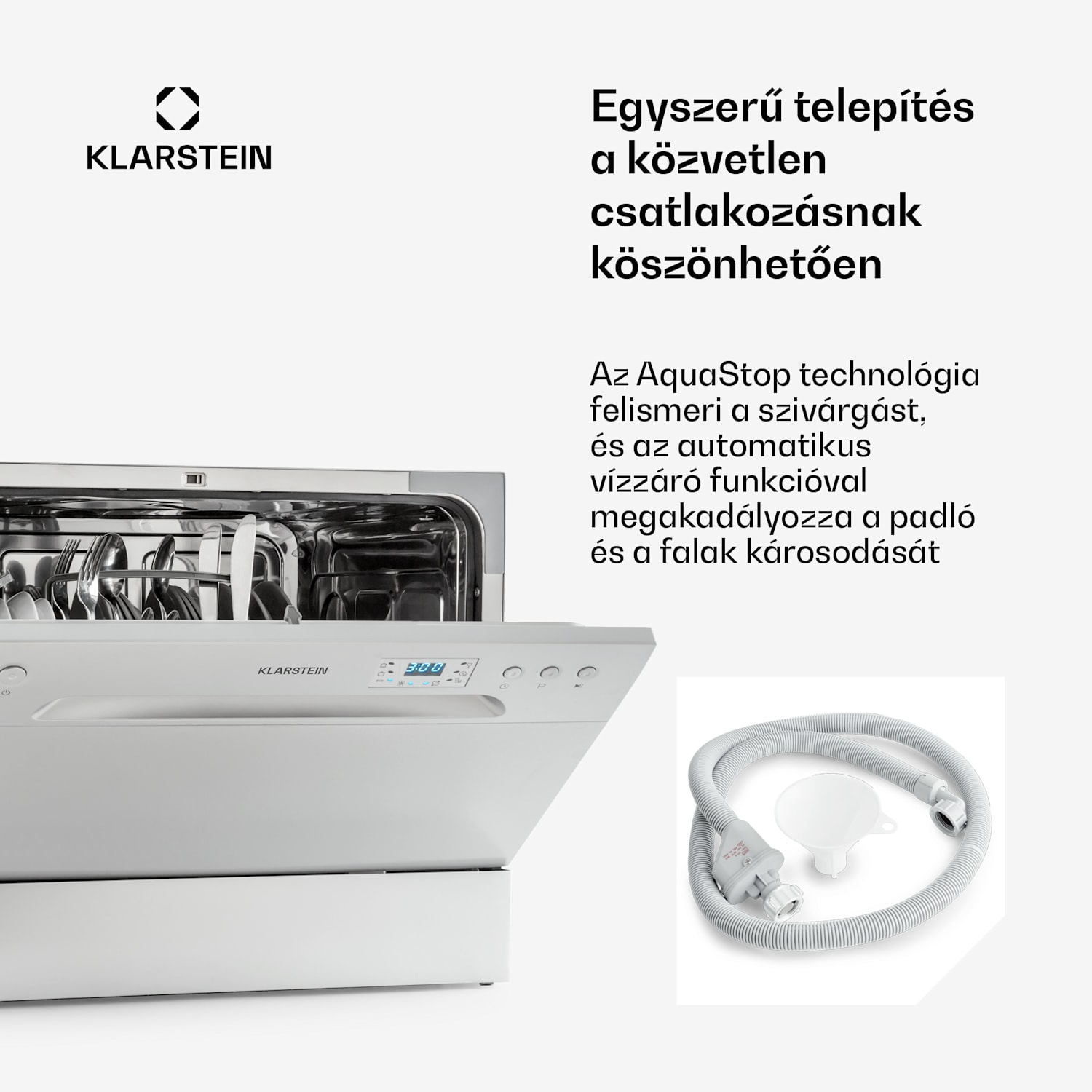 Amazonia 6, mosogatógép, 1300 W, 6 teríték, F energiahatékonysági osztály, 49 dB, nyomógombos vezérlés Ezüst metál
