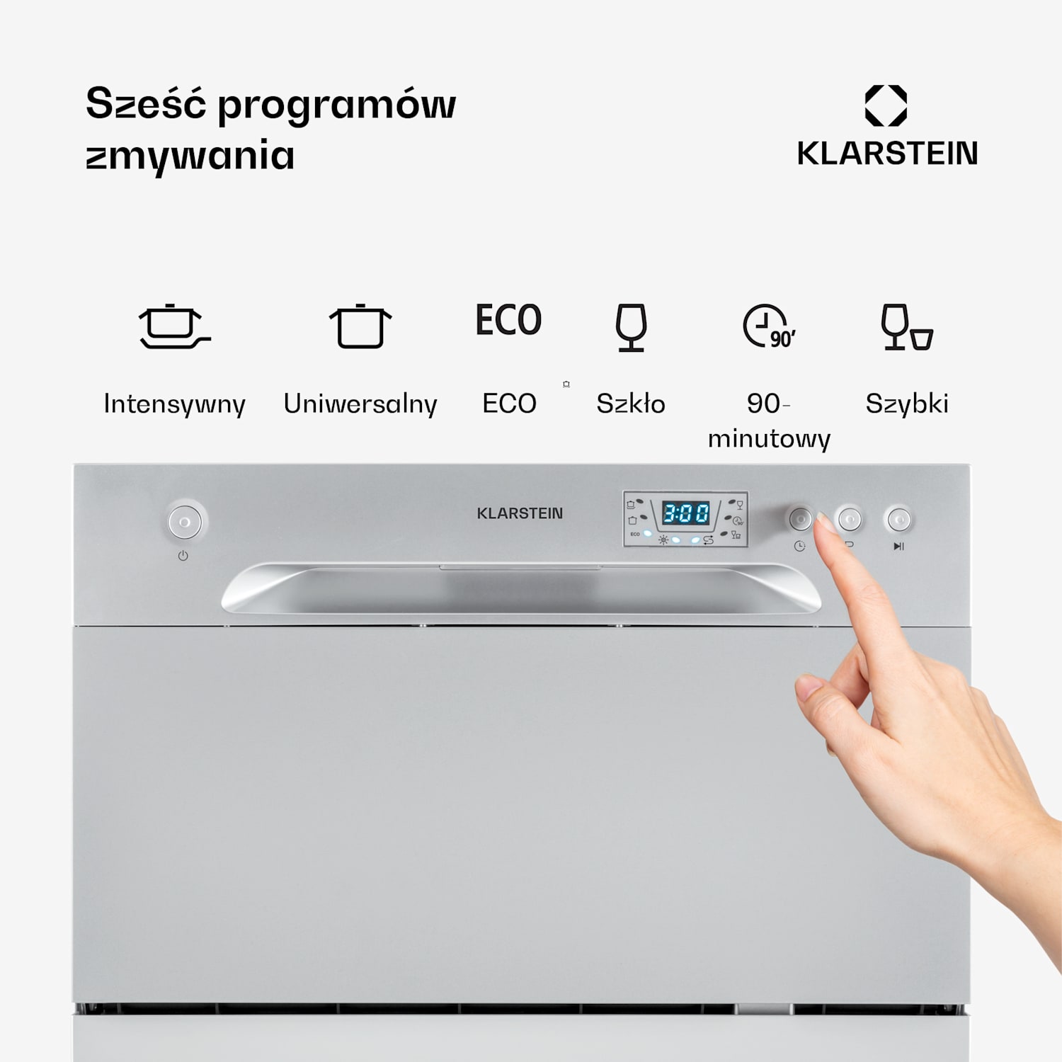 Amazonia 6, zmywarka do naczyń stołowa, klasa energetyczna F, 49 dB, 1380 W Srebrny Metal