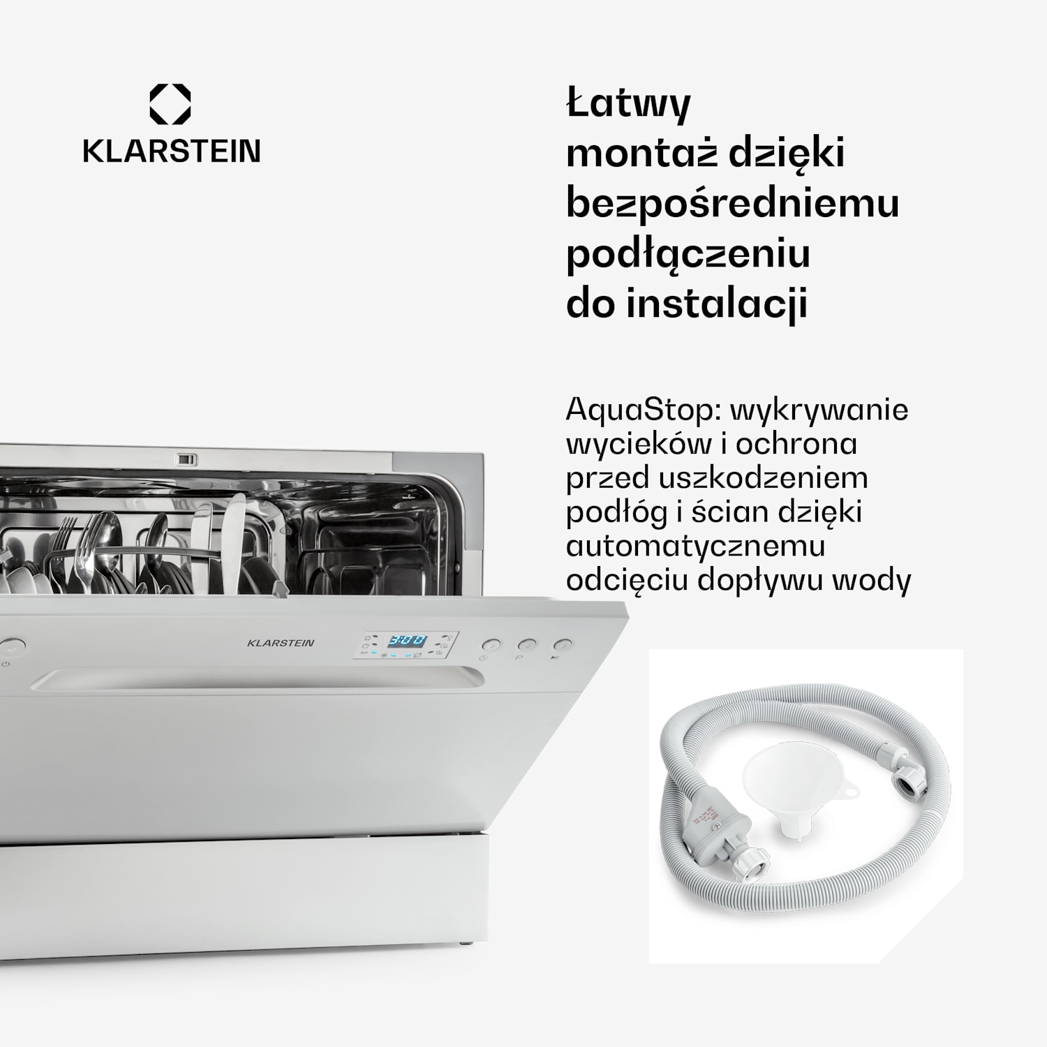 Amazonia 6, zmywarka do naczyń stołowa, klasa energetyczna F, 49 dB, 1380 W Srebrny Metal