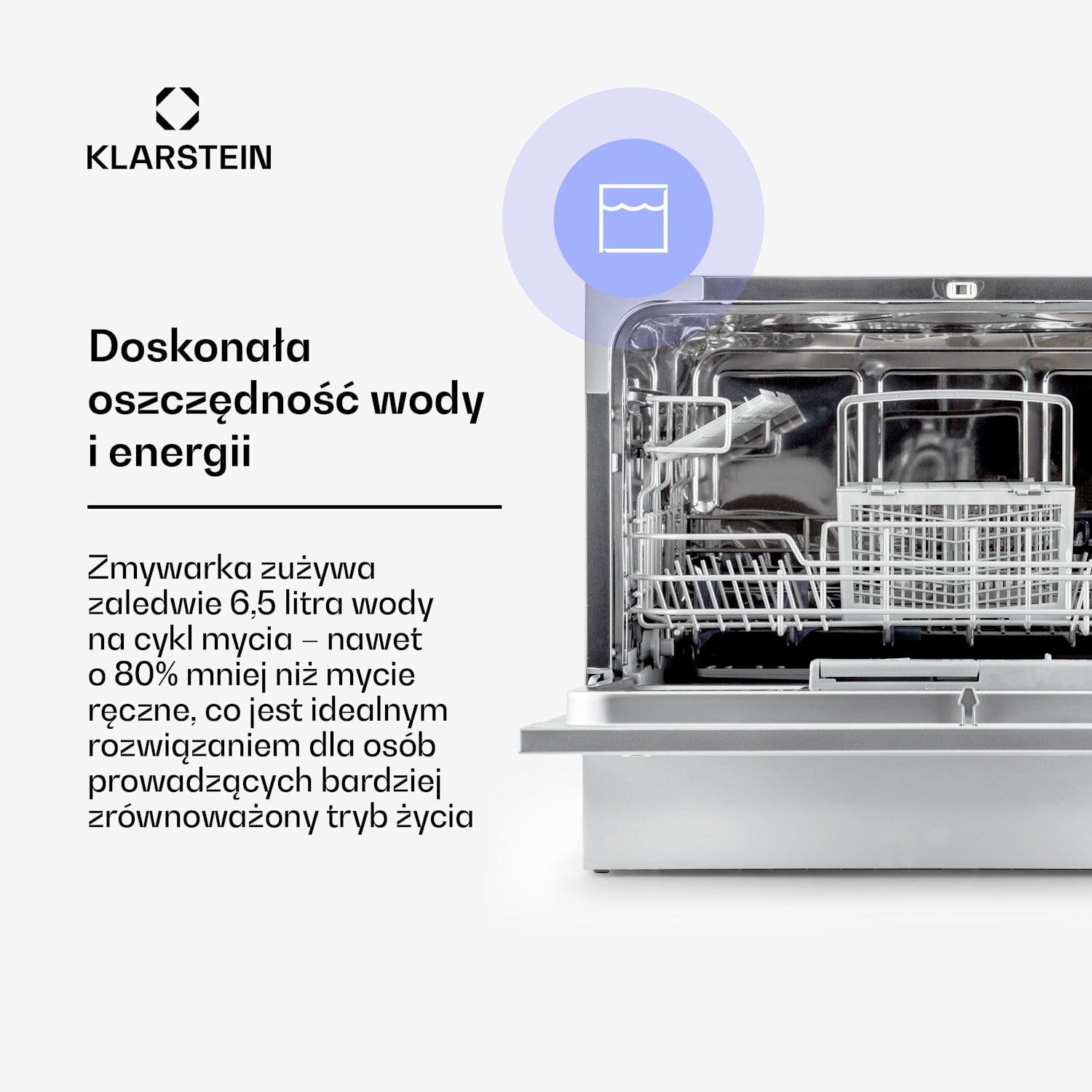 Amazonia 6, zmywarka do naczyń stołowa, klasa energetyczna F, 49 dB, 1380 W Srebrny Metal