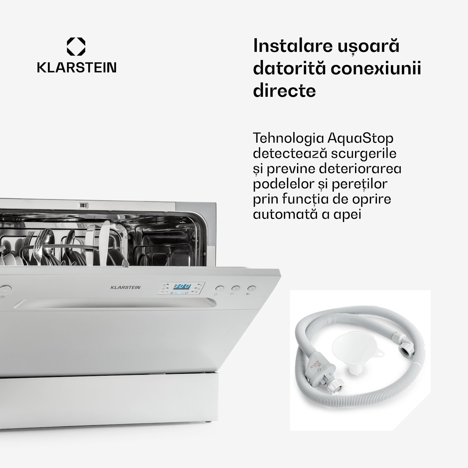 Amazonia 6, mașină de spălat vase, 1300W, F, 49dB, 6 seturi de vase, buton de control Argintiu metalizat