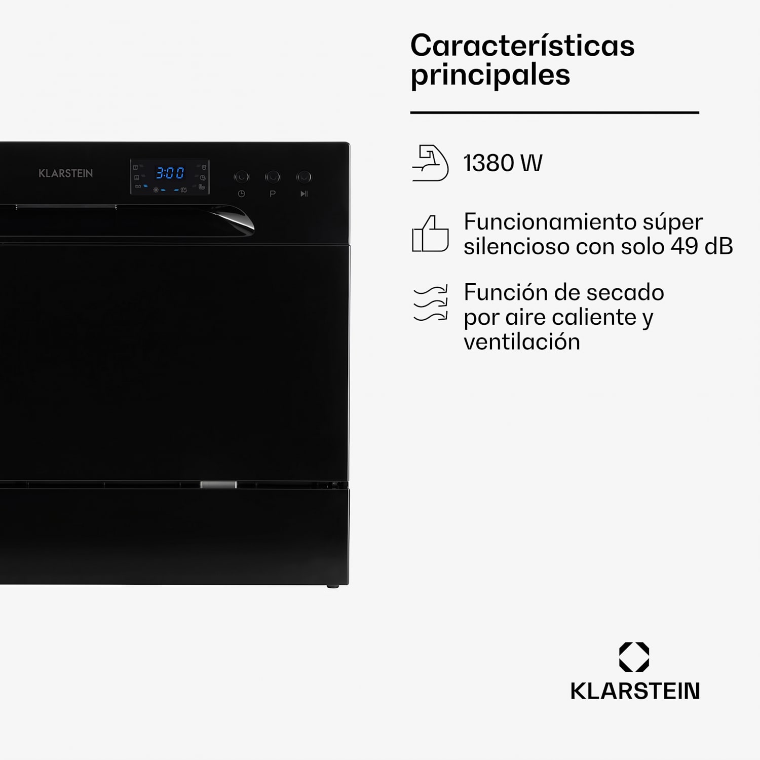 Amazonia 6 Lavavajillas 1380W para 6 juegos de loza con teclas de control Negro