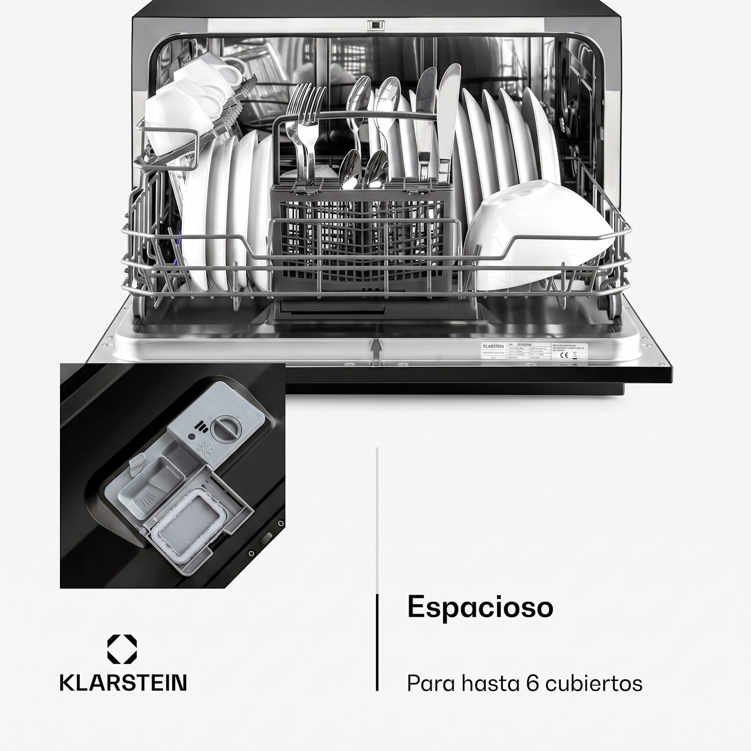 Amazonia 6 Lavavajillas 1380W para 6 juegos de loza con teclas de control Negro