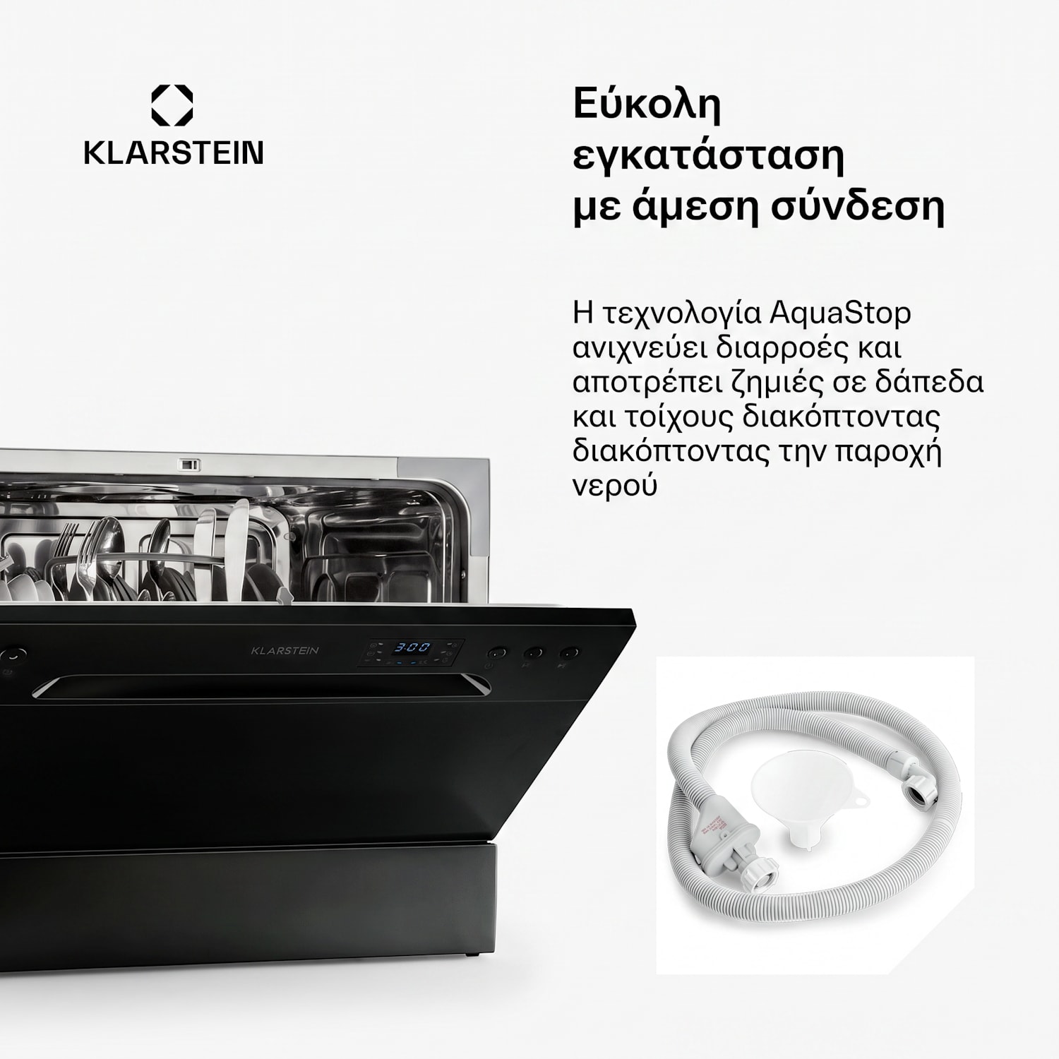 Amazonia 6, πλυντήριο πιάτων, 1380 W, για 6 σερβίτσια, ενεργειακή κλάση F, 49 dB, χειρισμός με πλήκτρα Μαύρο