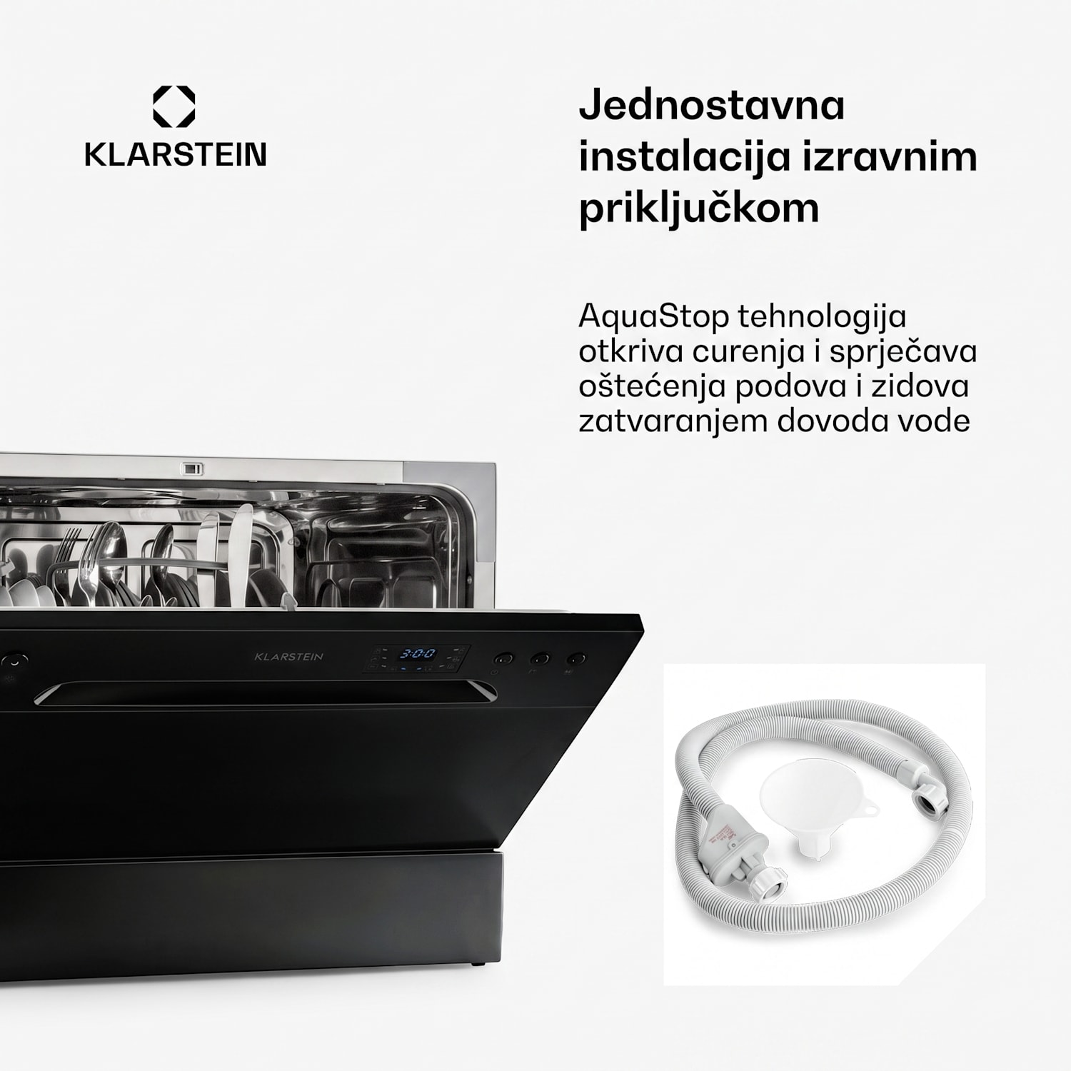 Amazonia 6, perilica posuđa, 1380W, F, 49dB, 6 kompleta posuđa, upravljanje tipkama Crna