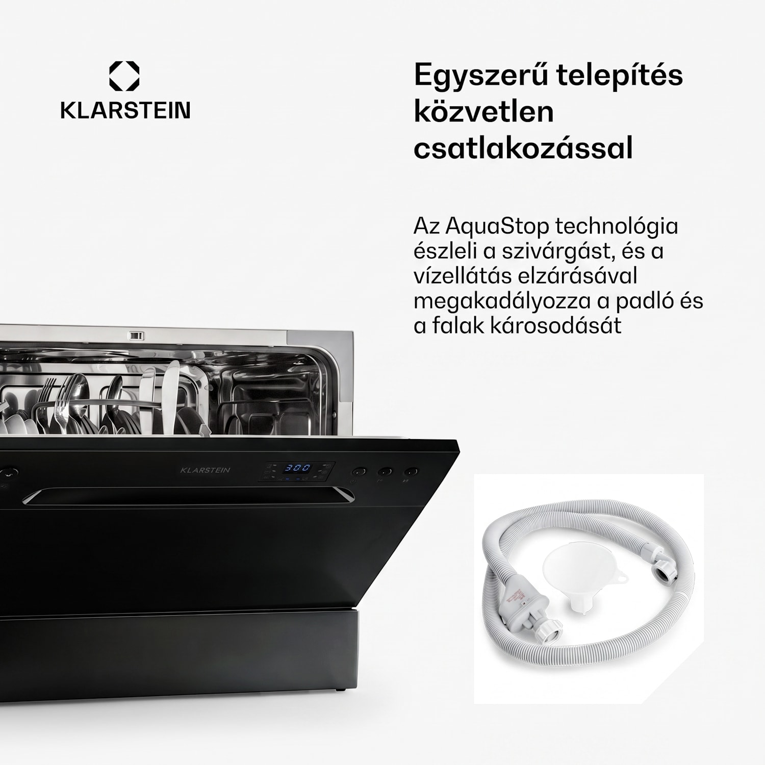 Amazonia 6, mosogatógép, 1380 W, 6 teríték, F energiahatékonysági osztály, 49 dB, nyomógombos vezérlés Fekete