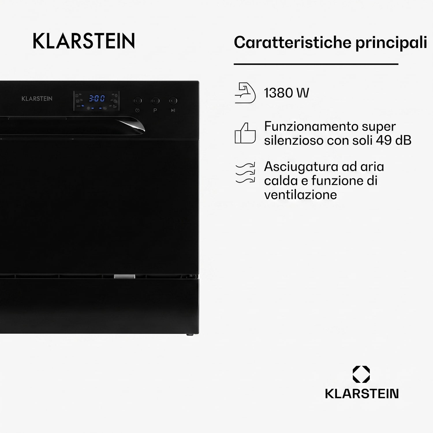 Amazonia 6 Lavastoviglie 1380W 6 coperti Pannello con pulsanti Nero