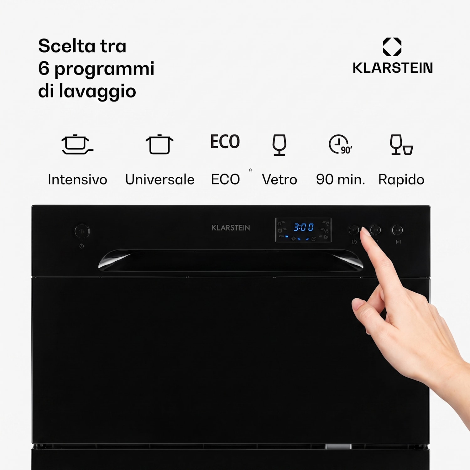 Amazonia 6 Lavastoviglie 1380W 6 coperti Pannello con pulsanti Nero