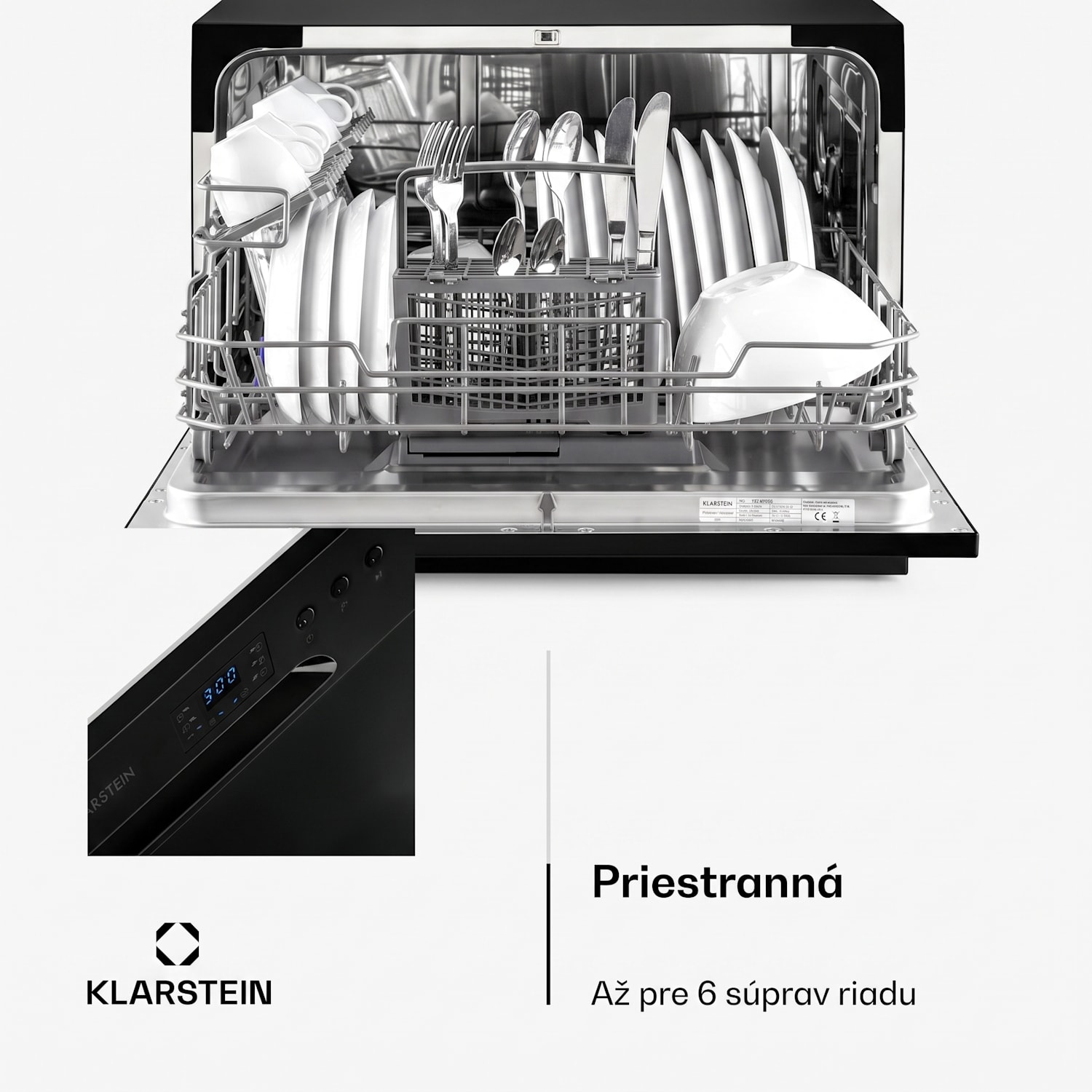 Amazonia 6, umývačka riadu, 1380 W, na 6 súprav riadu, energet. trieda F, 49 dB, tlačidlové ovládanie Čierna