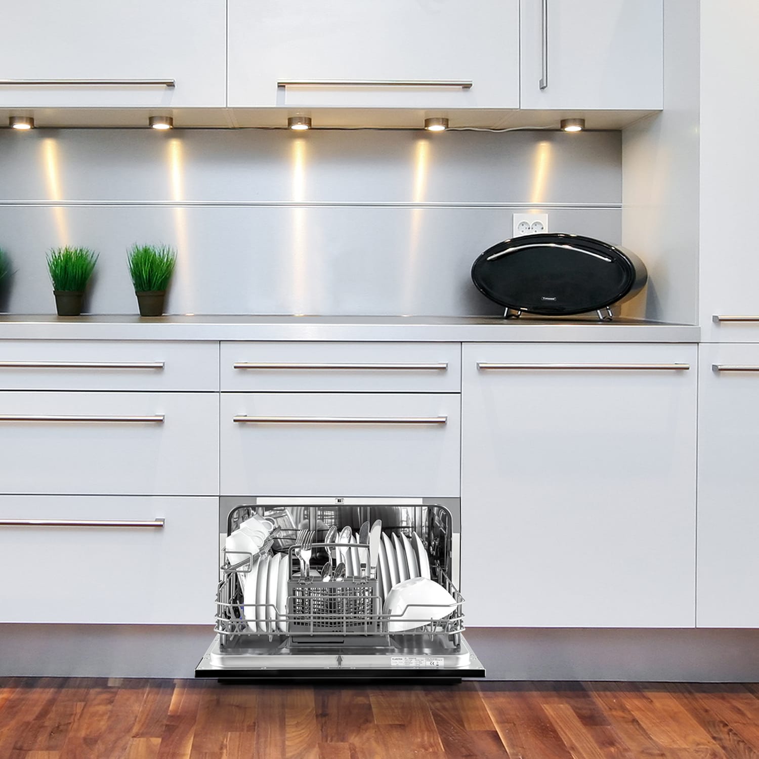 Amazonia 6, umývačka riadu, 1300 W, na 6 súprav riadu, energet. trieda F, 49 dB, tlačidlové ovládanie Čierna