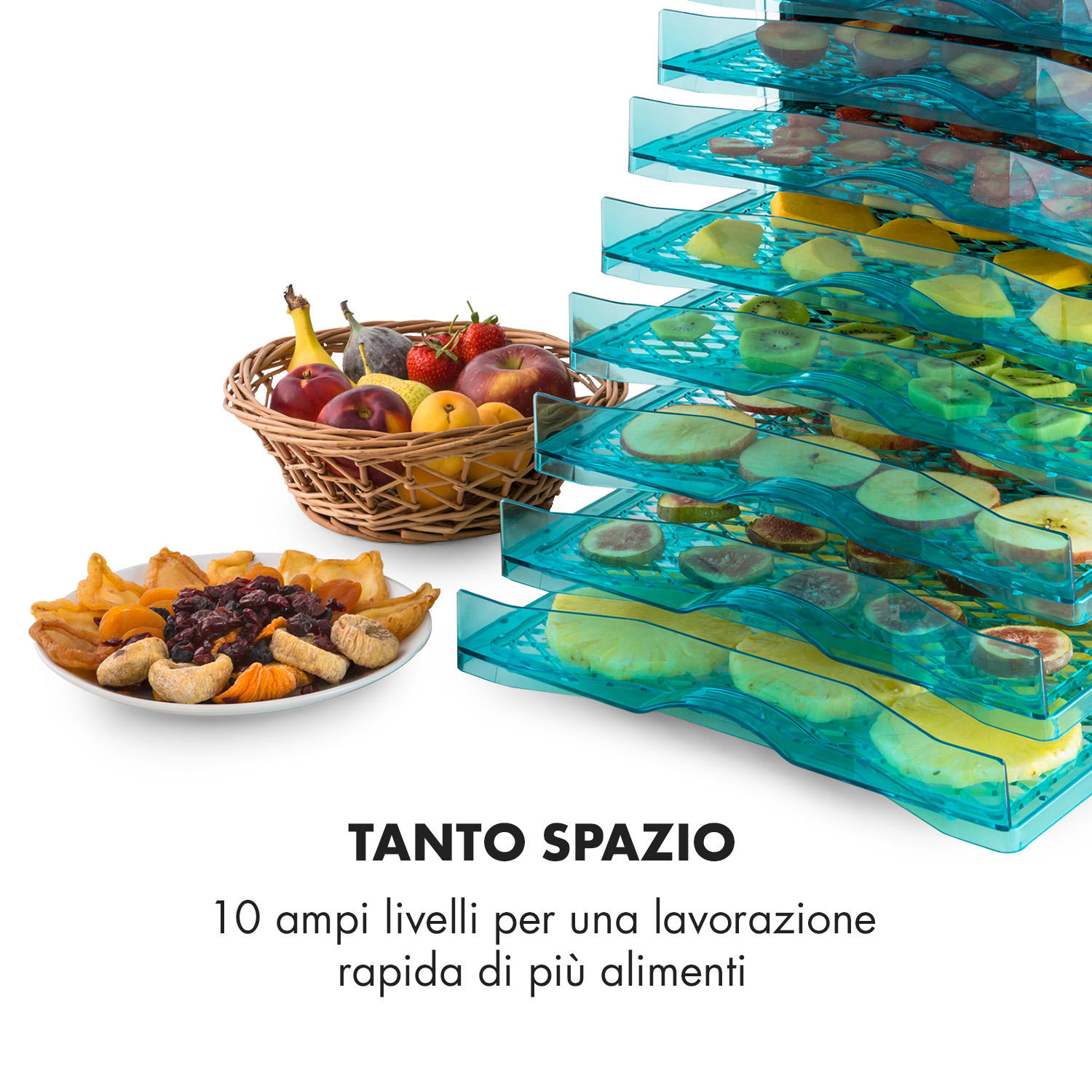 Fruit Jerky 10 Essiccatore 800W 10 Ripiani Nero 10 scomparti
