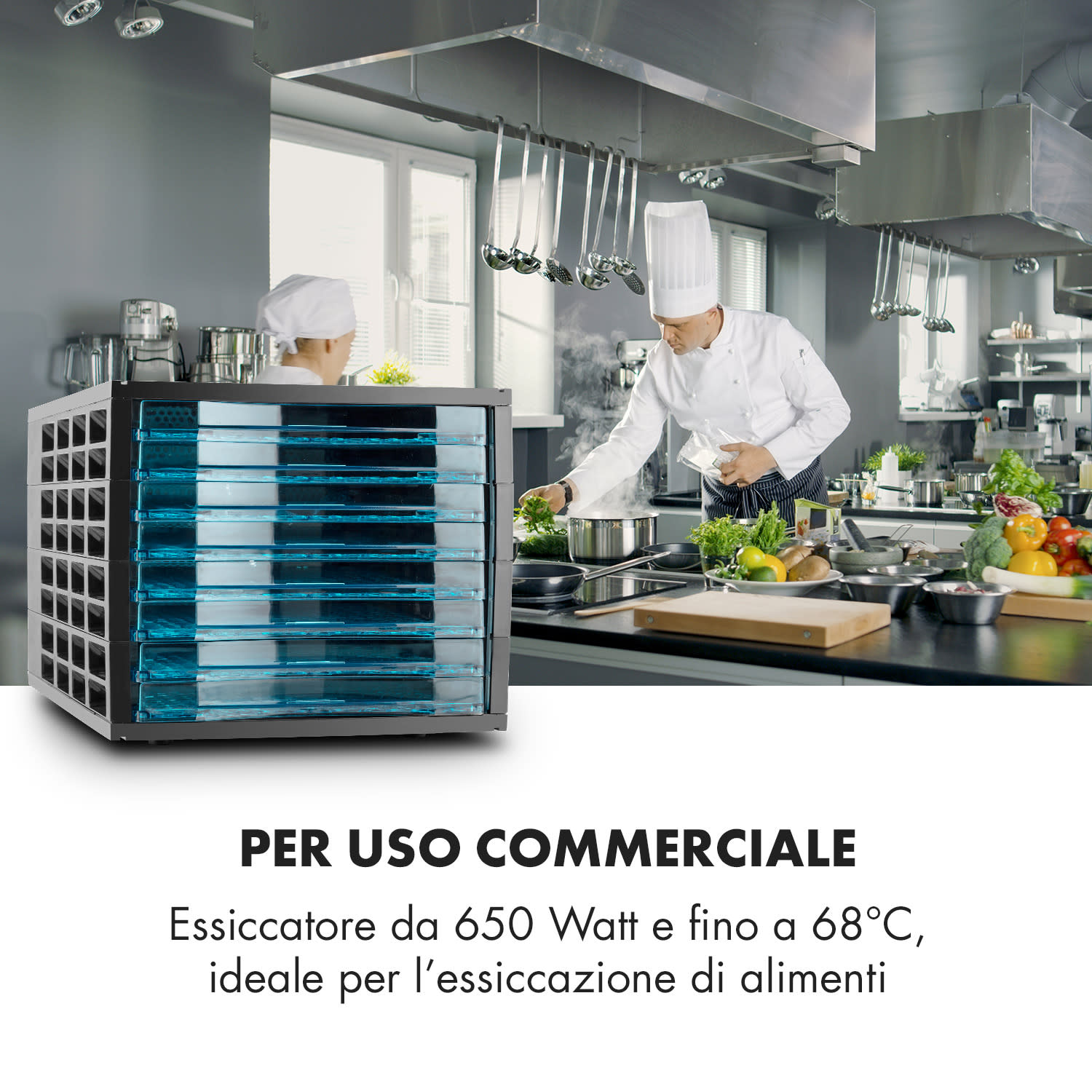 Fruit Jerky 8 Essiccatore 650W 8 Ripiani Nero 8 scomparti