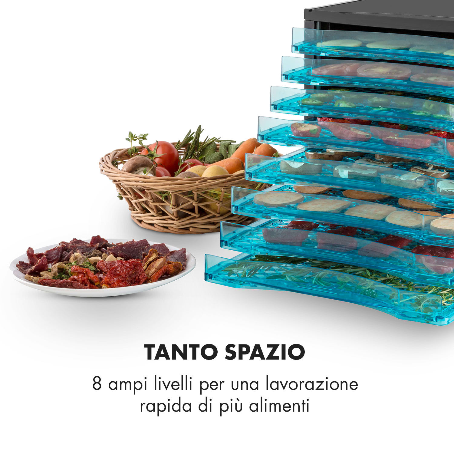 Fruit Jerky 8 Essiccatore 650W 8 Ripiani Nero 8 scomparti
